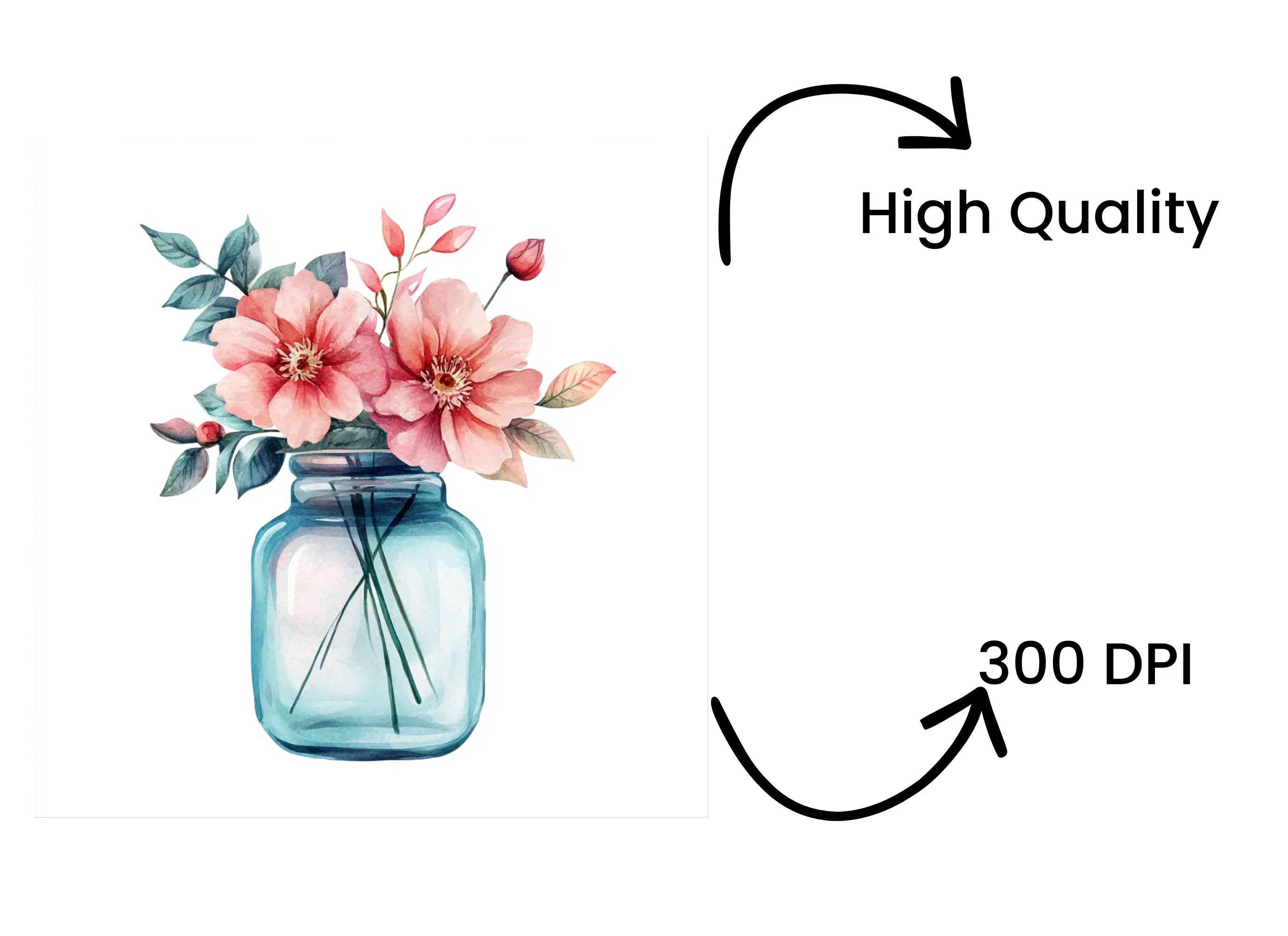 Floral Mason Jar Clipart Bundle