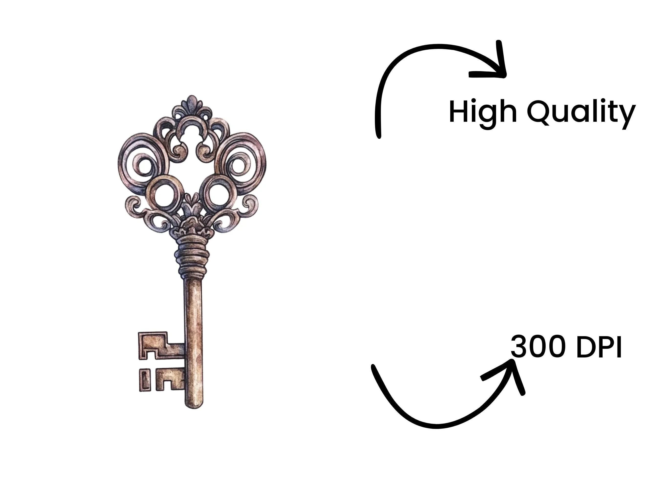 Ornate Antique Key Clipart Bundle