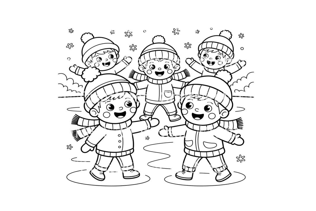 Happy Kids Ice Skating Coloring Books
