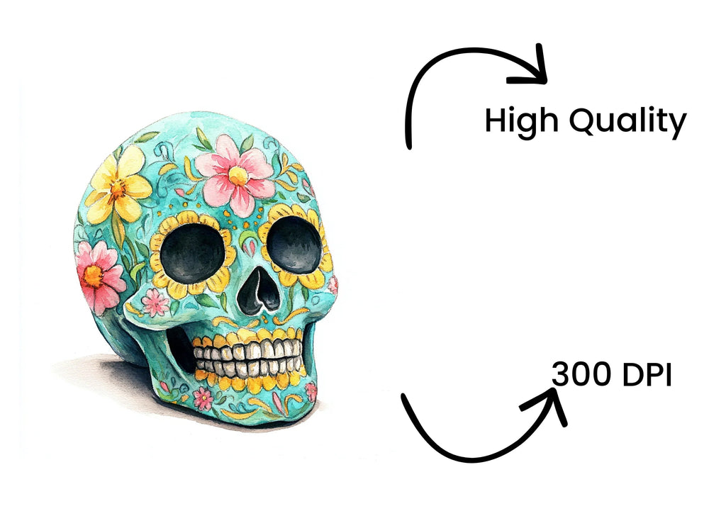 Vibrant Floral Sugar Skull Clipart Bundle
