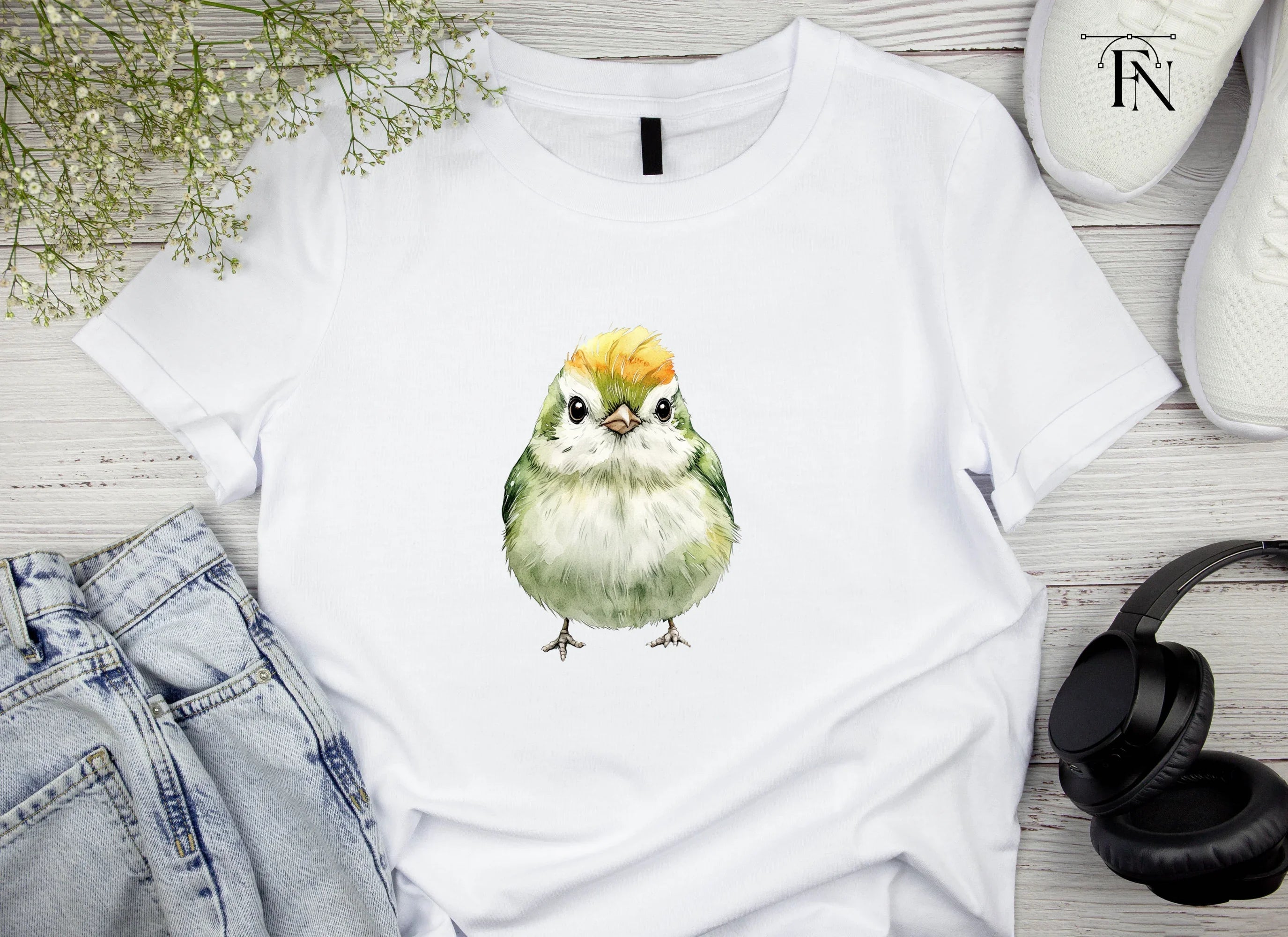 Cute Green Birds Clipart Bundle