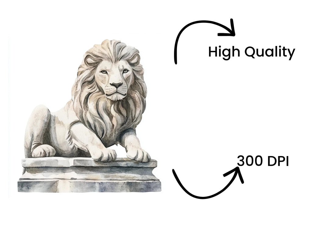Lion Head and Torso Statue Clipart Bundle