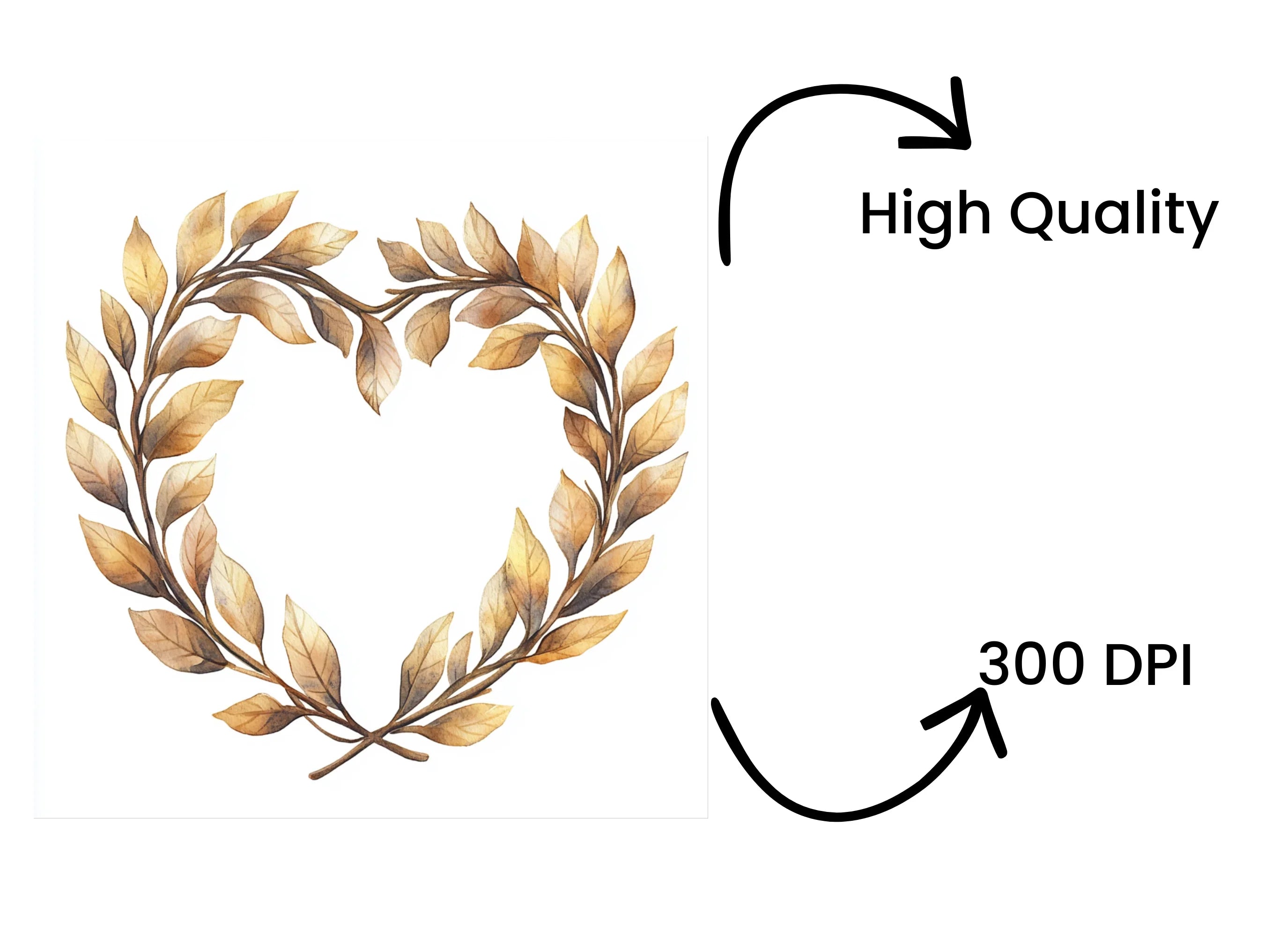 Heart Shaped Leaf Wreaths Clipart Bundle