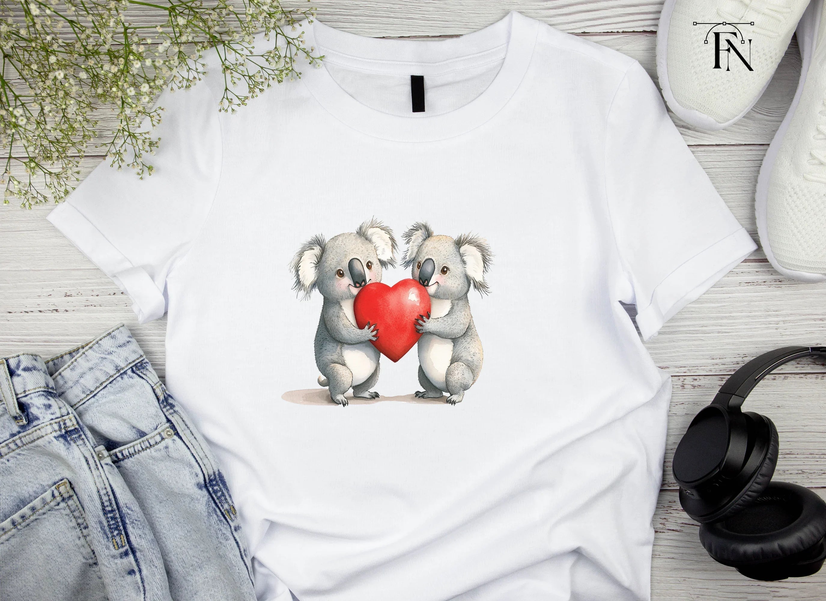 Sweet Koala Couple Holding Red Heart Clipart Bundle