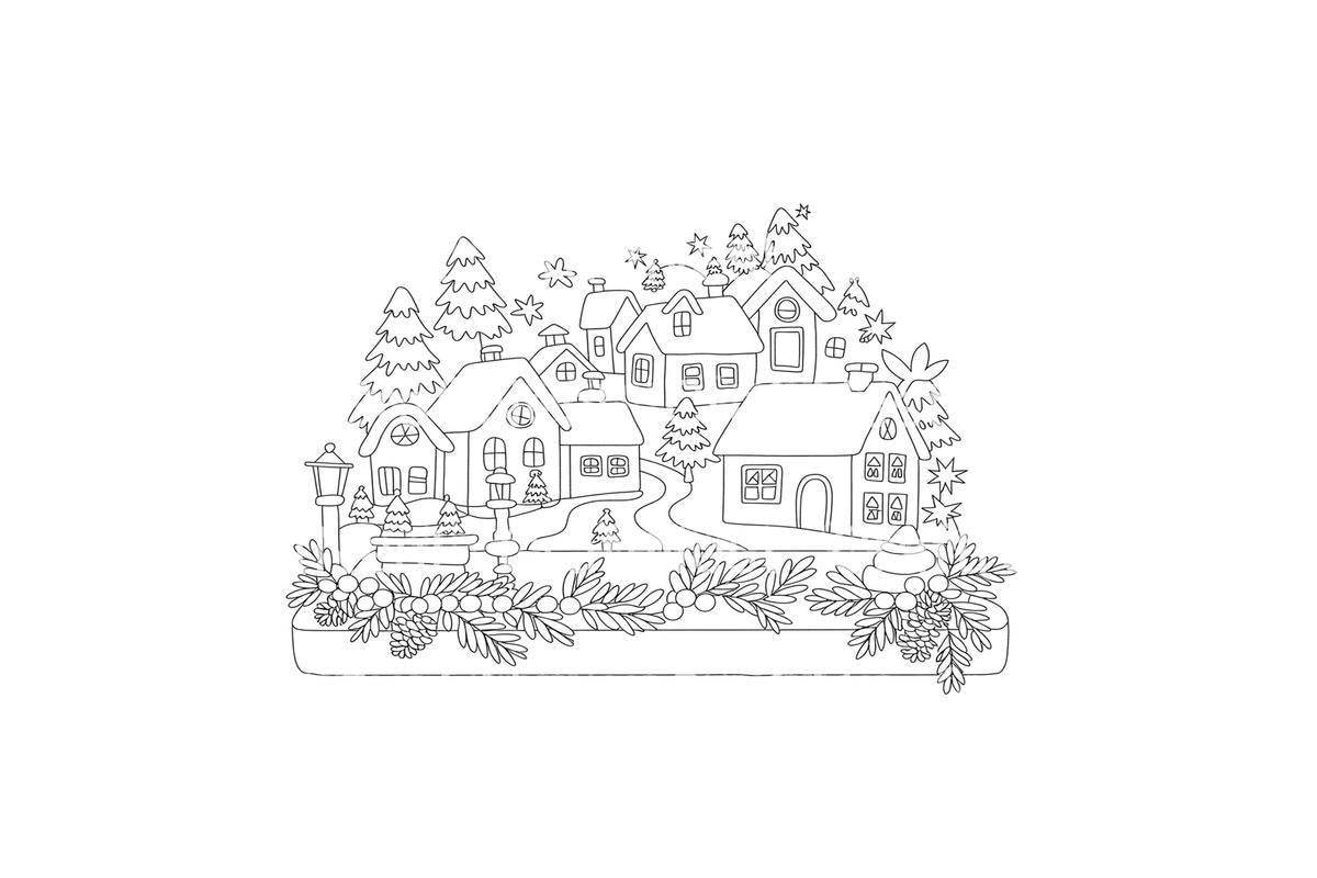 Winter Village Houses Coloring Books