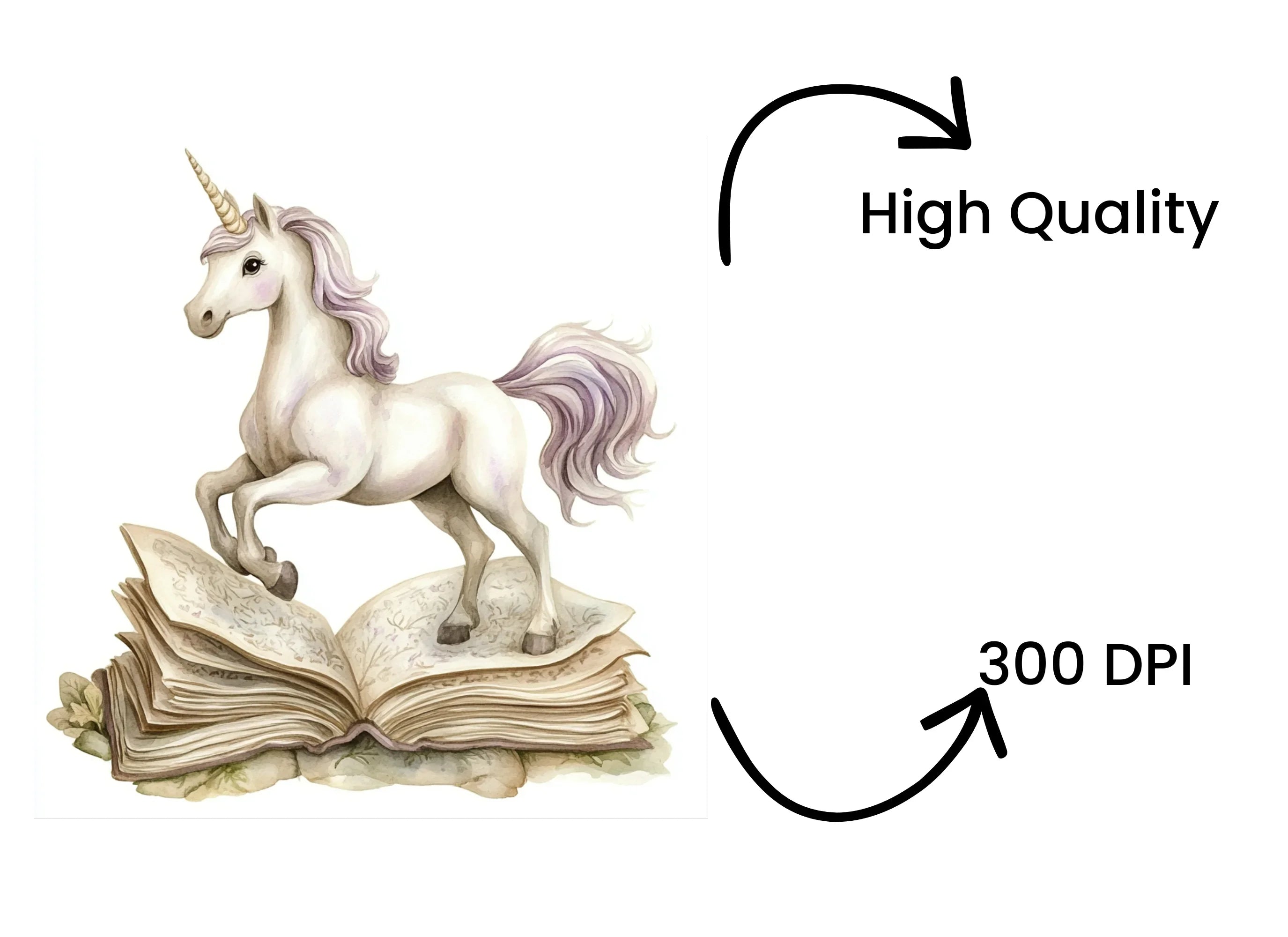 Cute Unicorns Reading Books Clipart Bundle