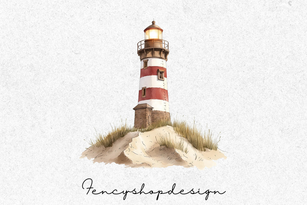 Coastal Lighthouse and Sandcastle Fun Clipart Bundle