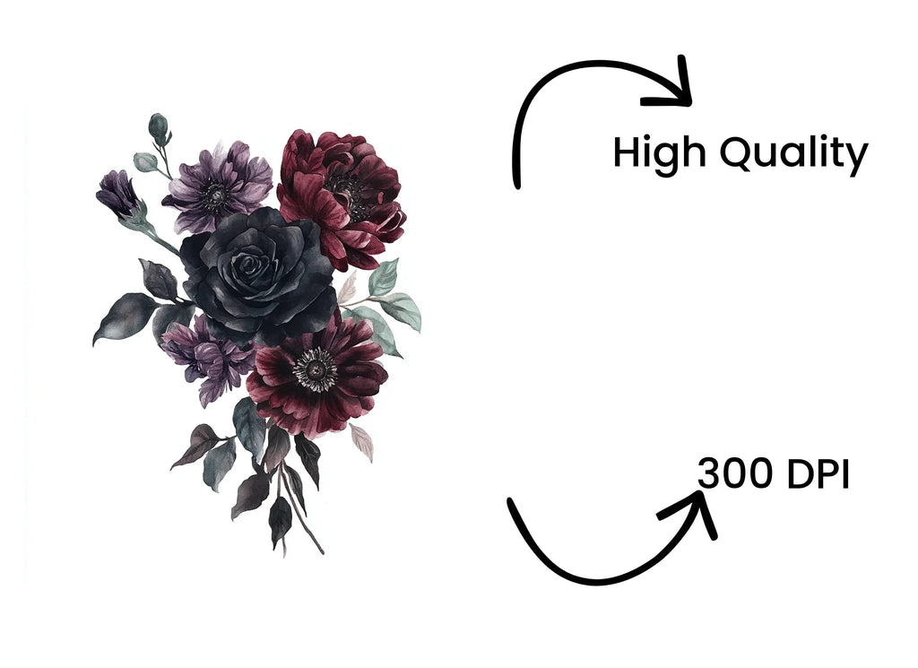 Dark Floral Clipart Bundle
