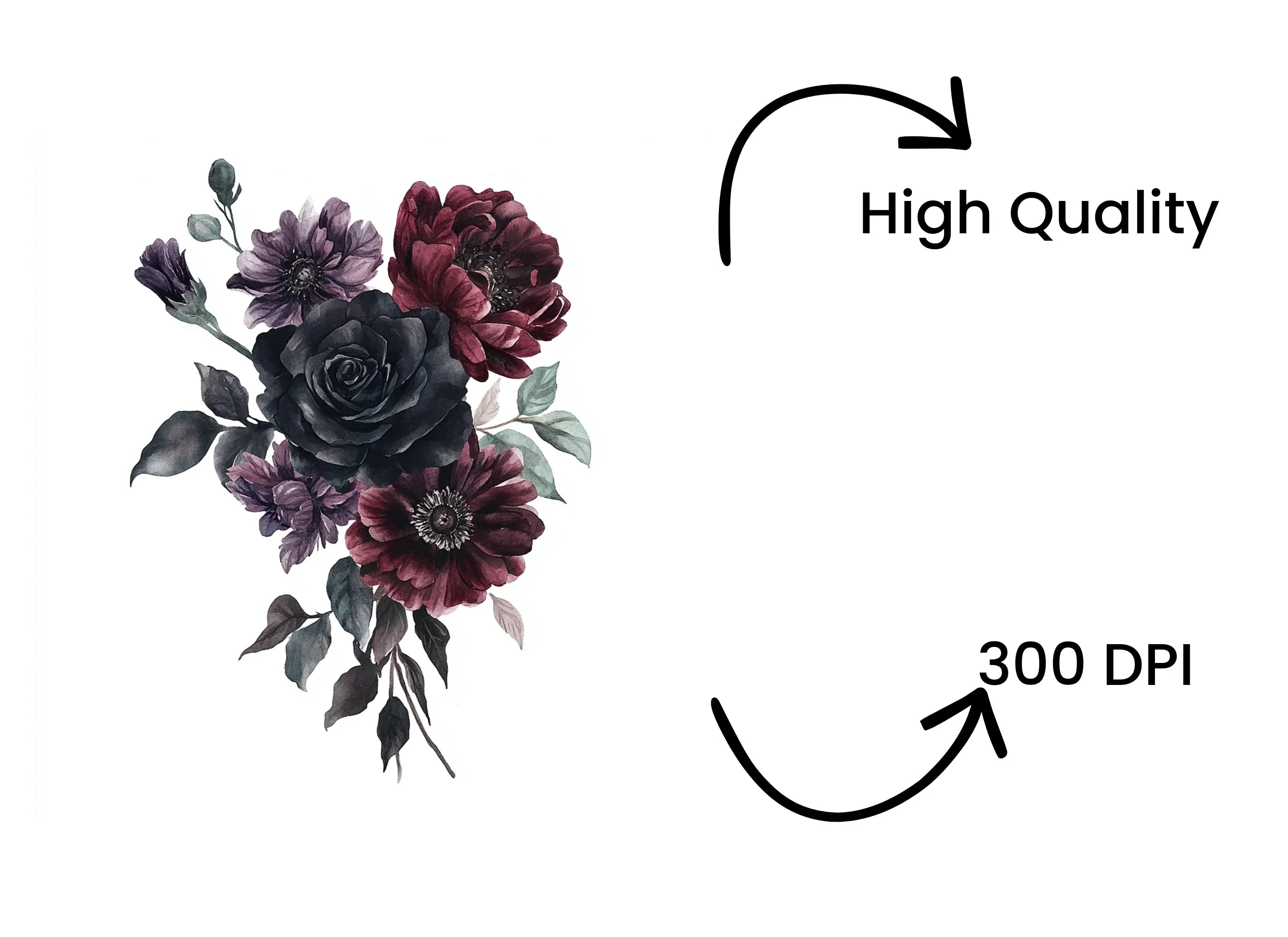 Dark Floral Clipart Bundle