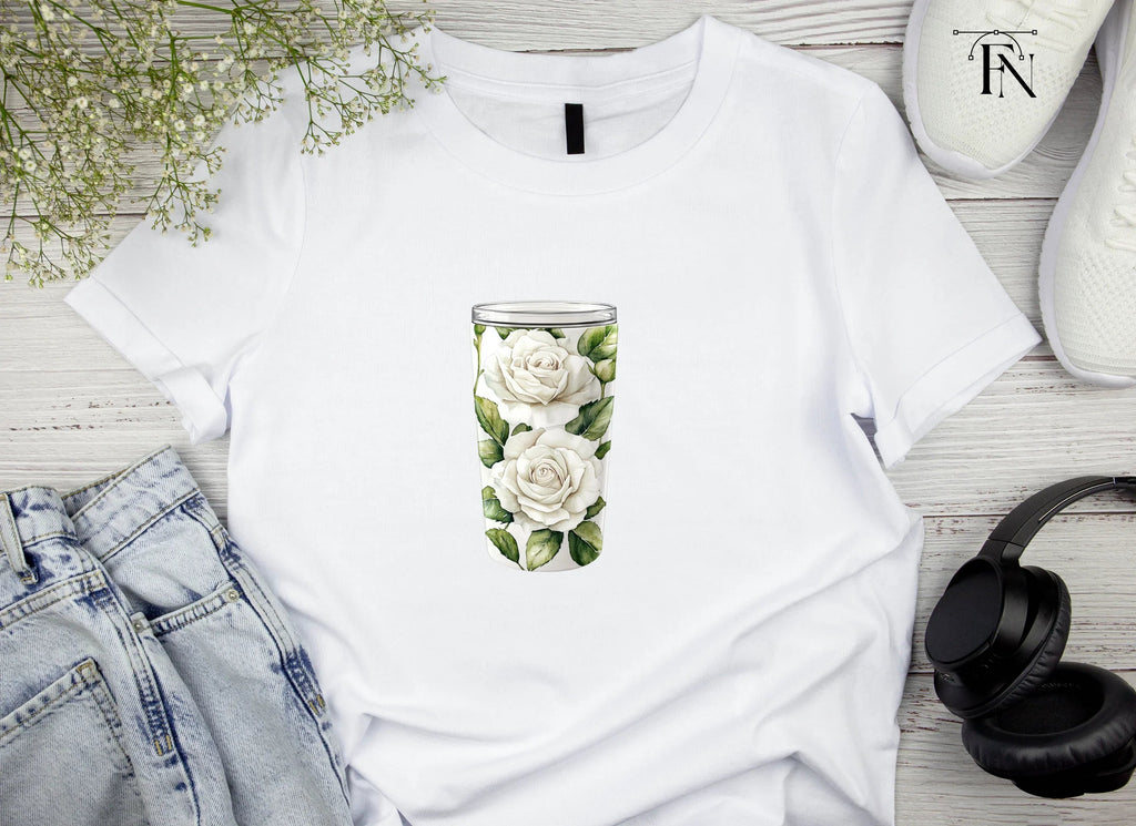 White Rose Tumbler Clipart Bundle