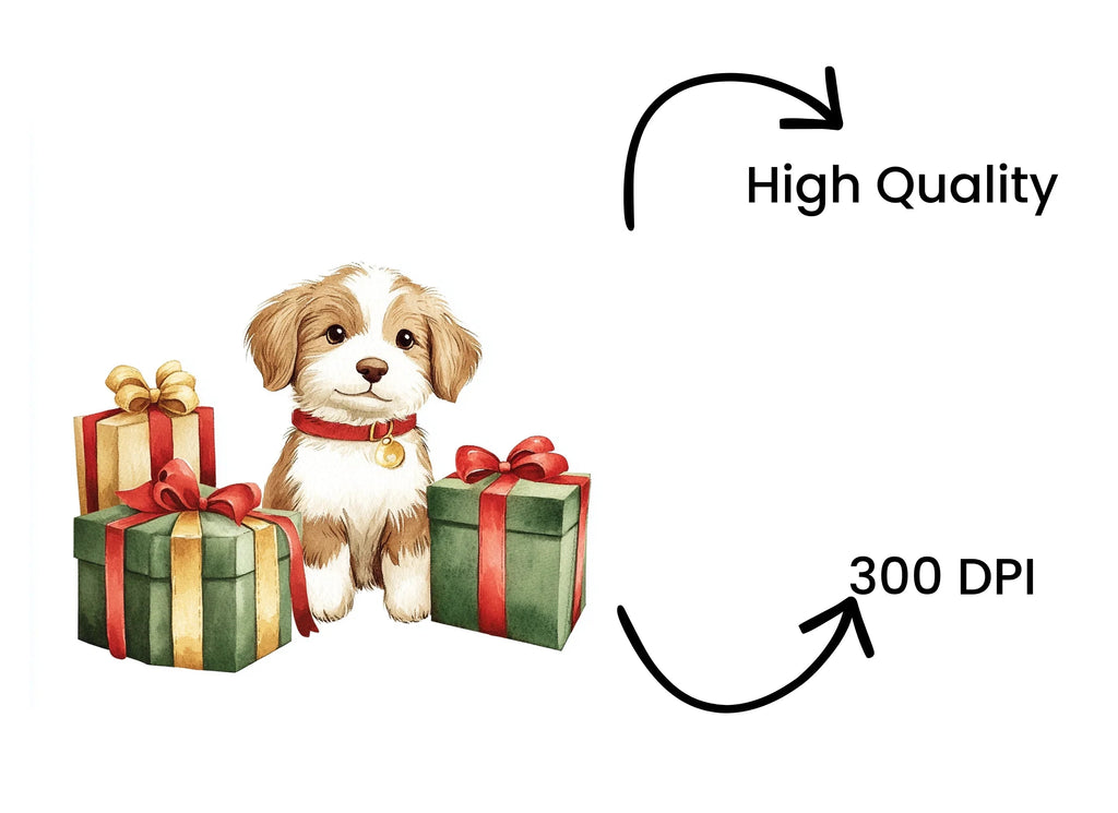 Sweet Puppies with Christmas Gifts Clipart Bundle