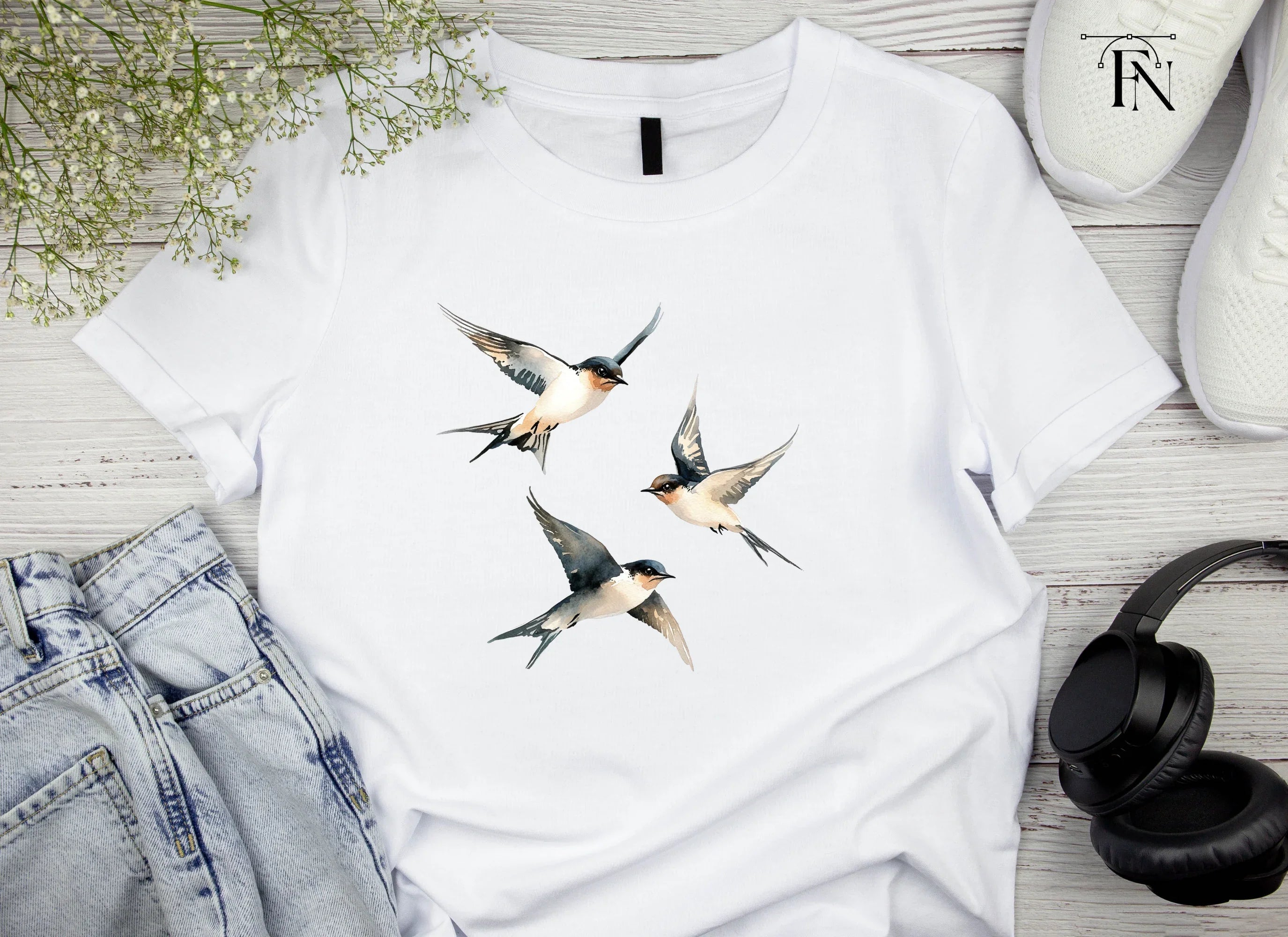 Graceful Swallows Flying Clipart Bundle