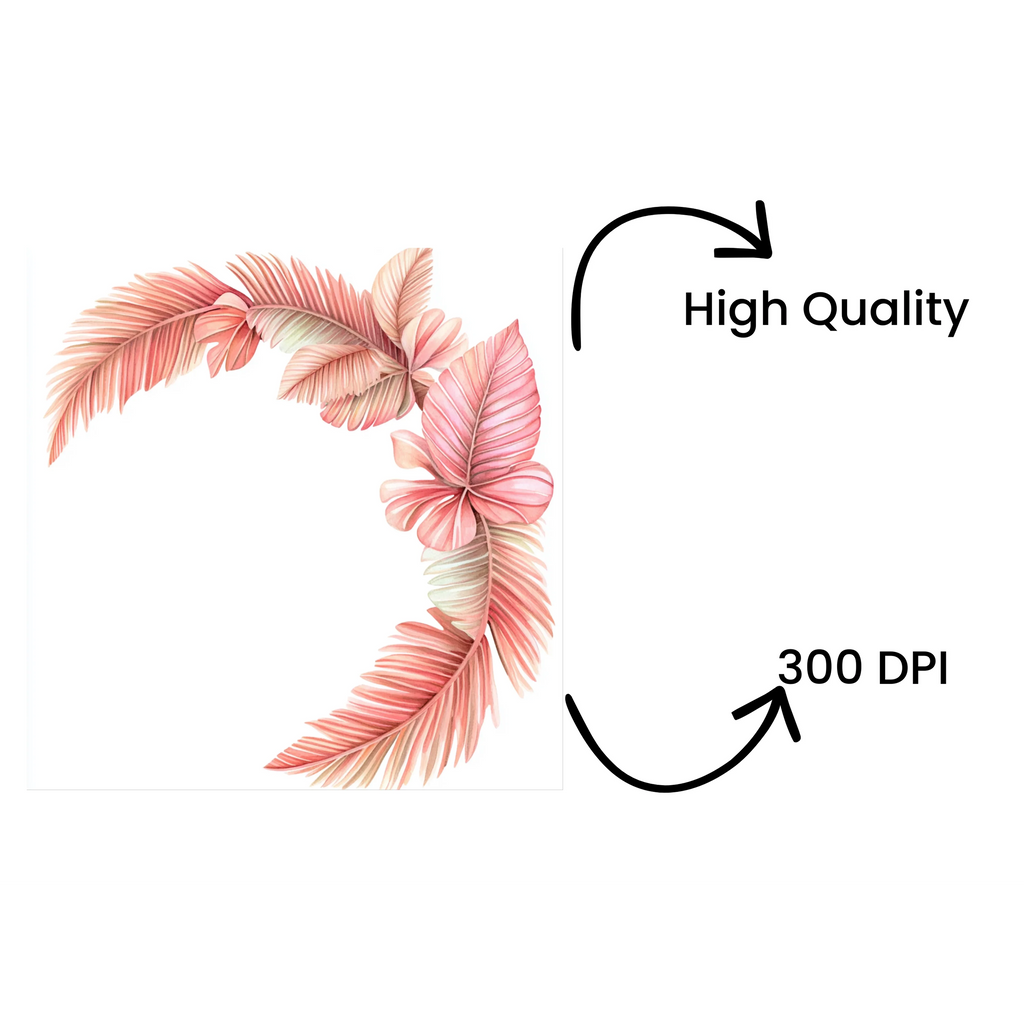Pink Tropical Leaves Clipart Bundle