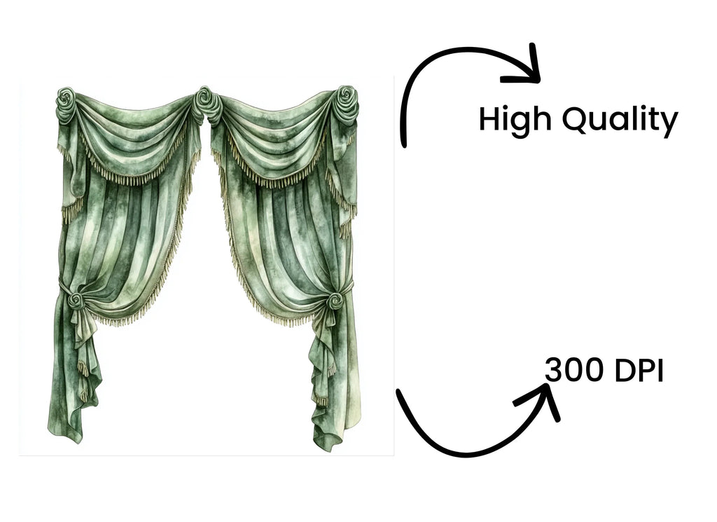Elegant Curtain Clipart Bundle