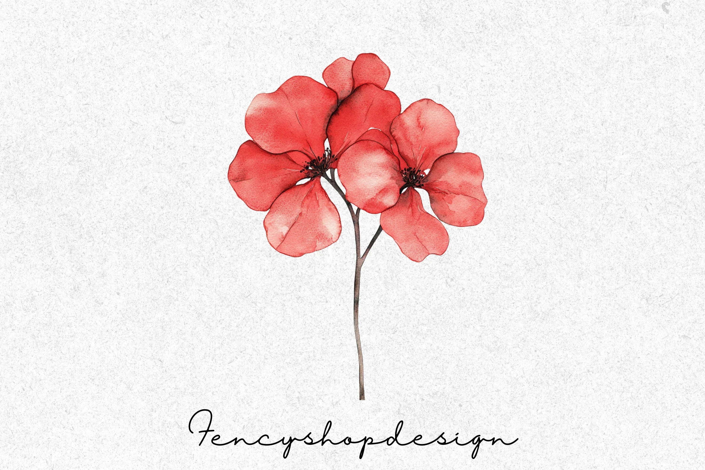Vibrant Red Floral Clipart Bundle