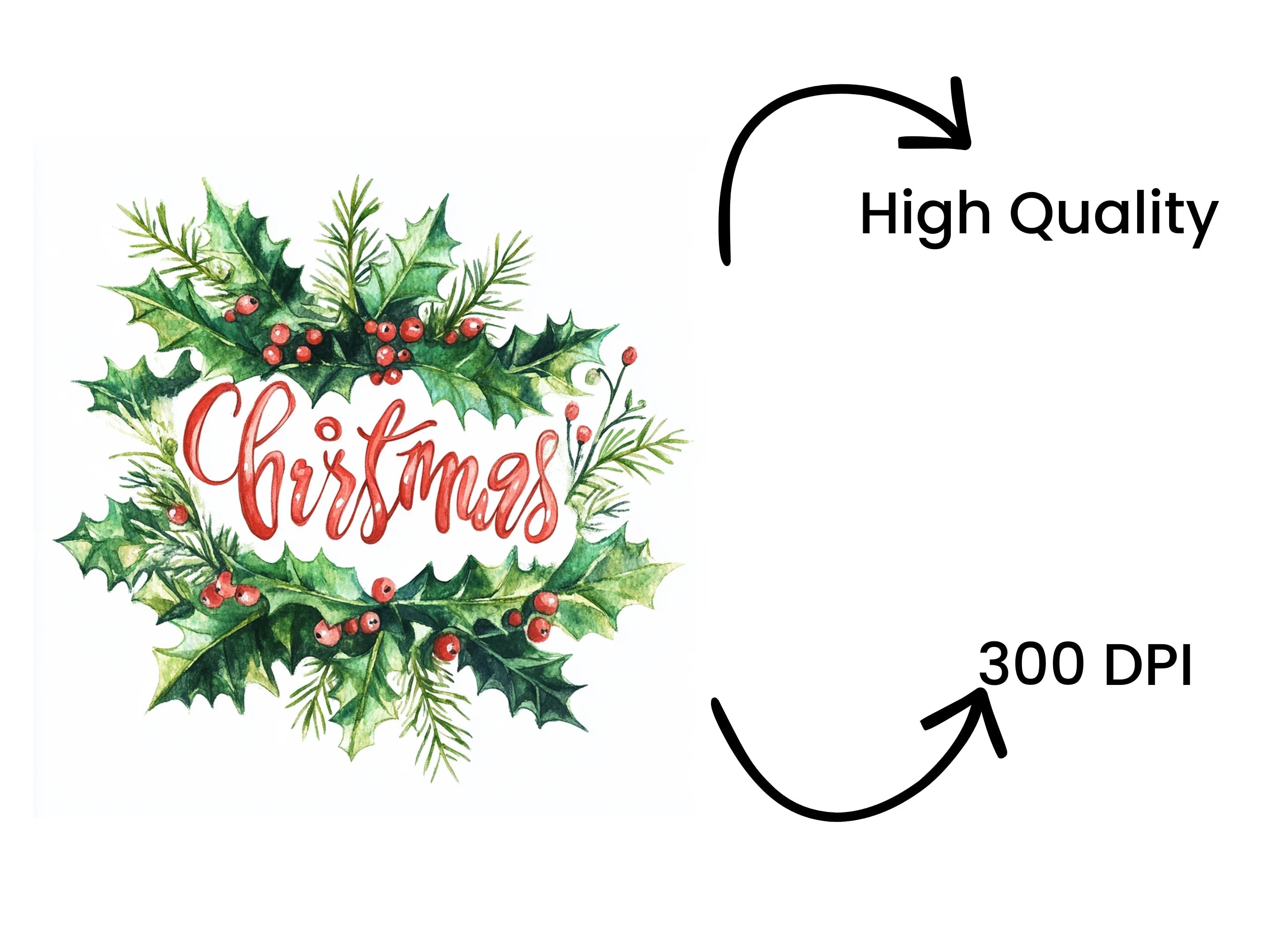 Christmas Holly Wreaths Clipart Bundle