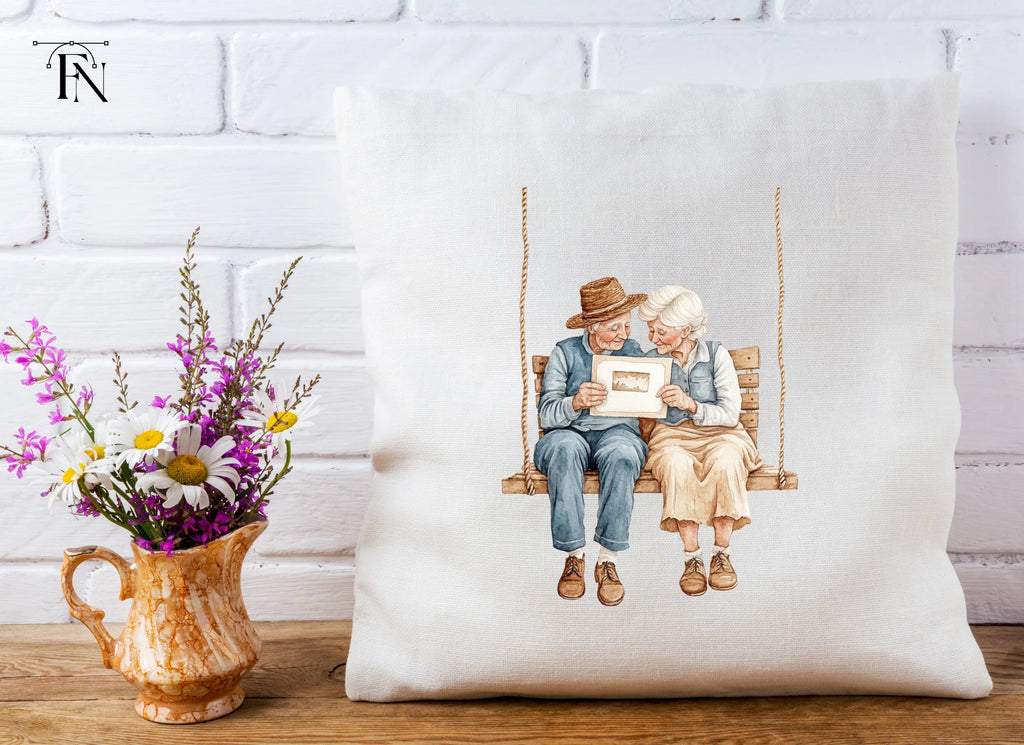 Elderly Couple on Swing Clipart Bundle