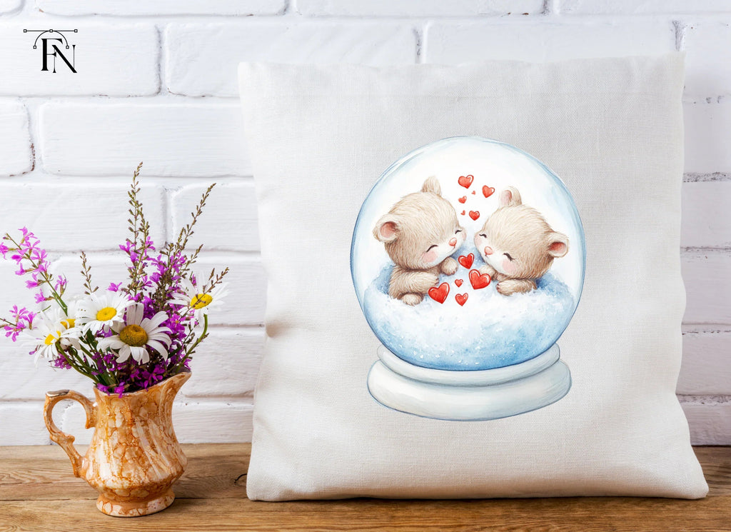 Cute Animal Couple Snow Globes Clipart Bundle