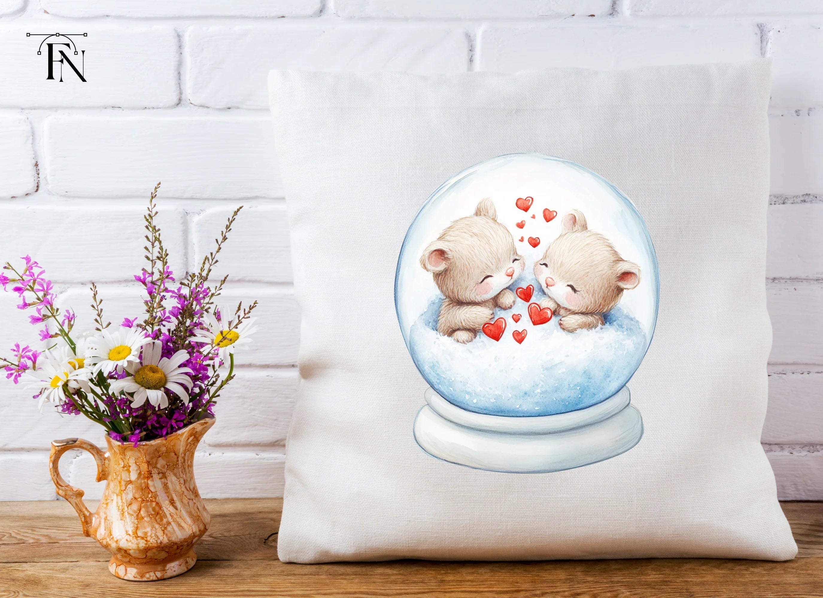 Cute Animal Couple Snow Globes Clipart Bundle