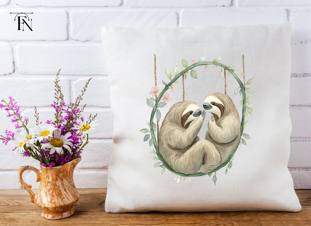 Cute Sloth Couple on Swings Clipart Bundle