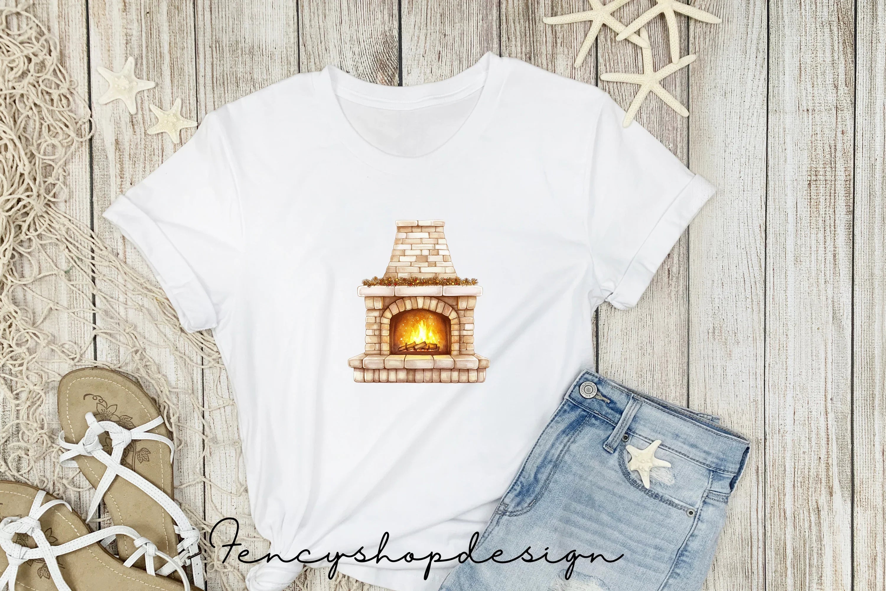 Cozy Christmas Fireplace Clipart Bundle