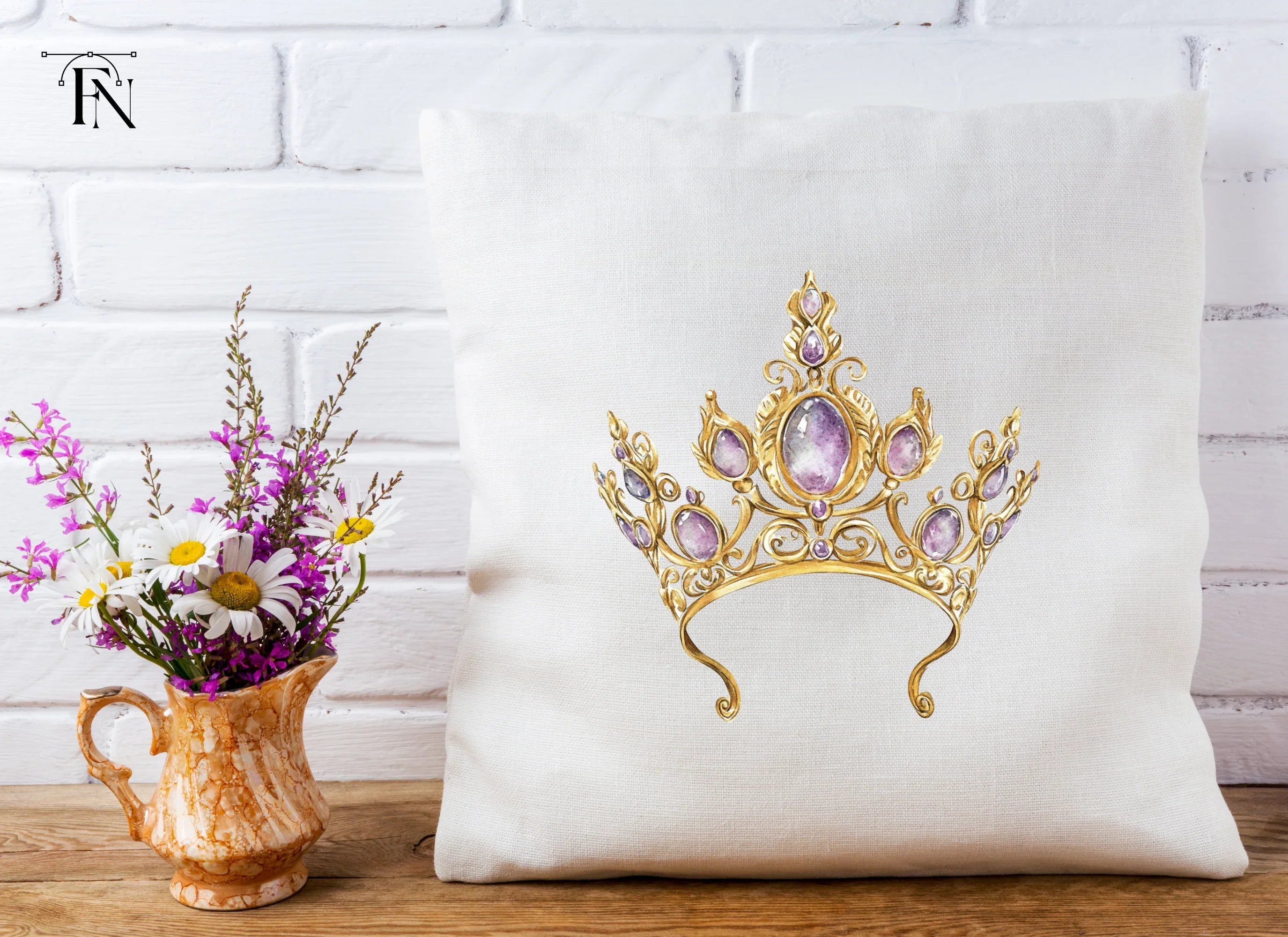 Regal Gold and Purple Tiara Clipart Bundle
