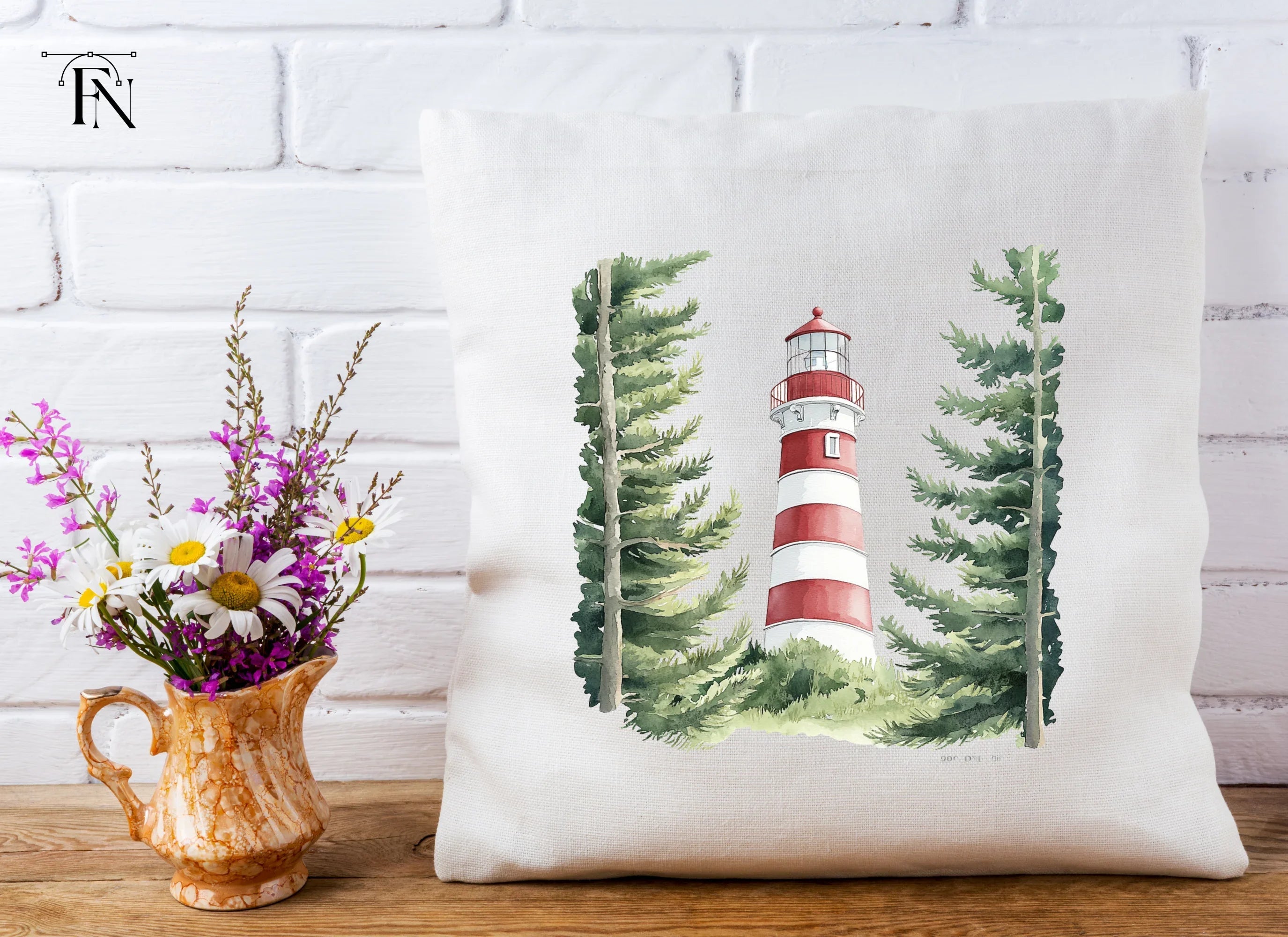 Lighthouse and Pine Trees Clipart Bundle
