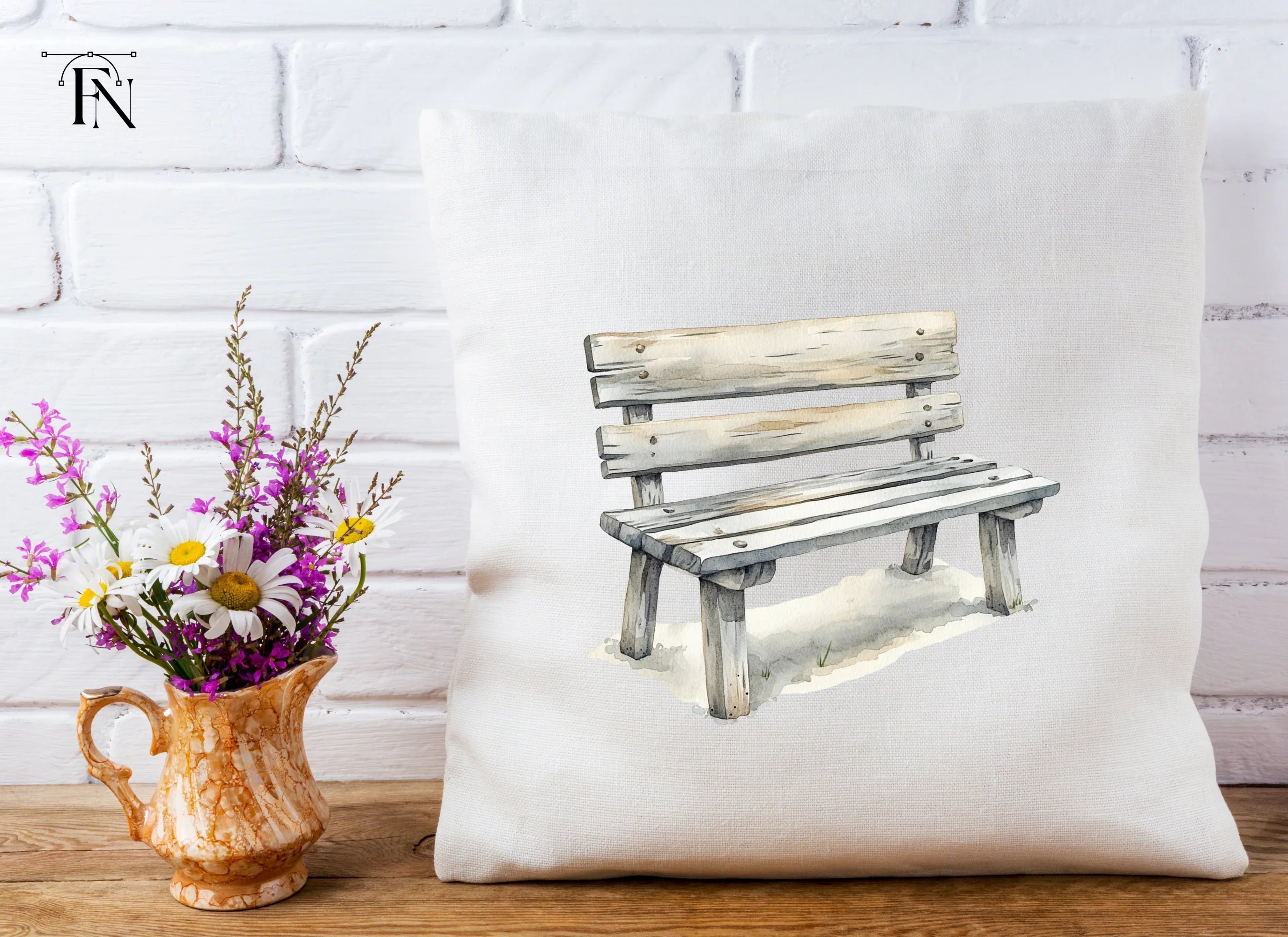 Rustic Wooden Bench Clipart Bundle