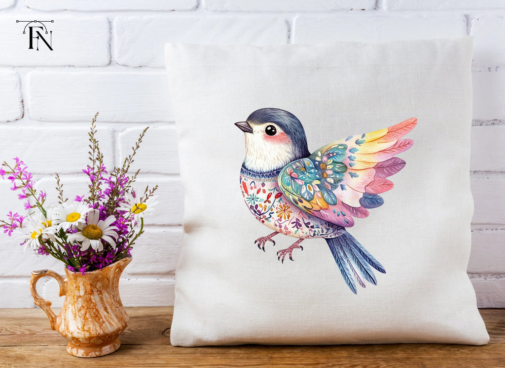 Decorative Folk Birds Clipart Bundle