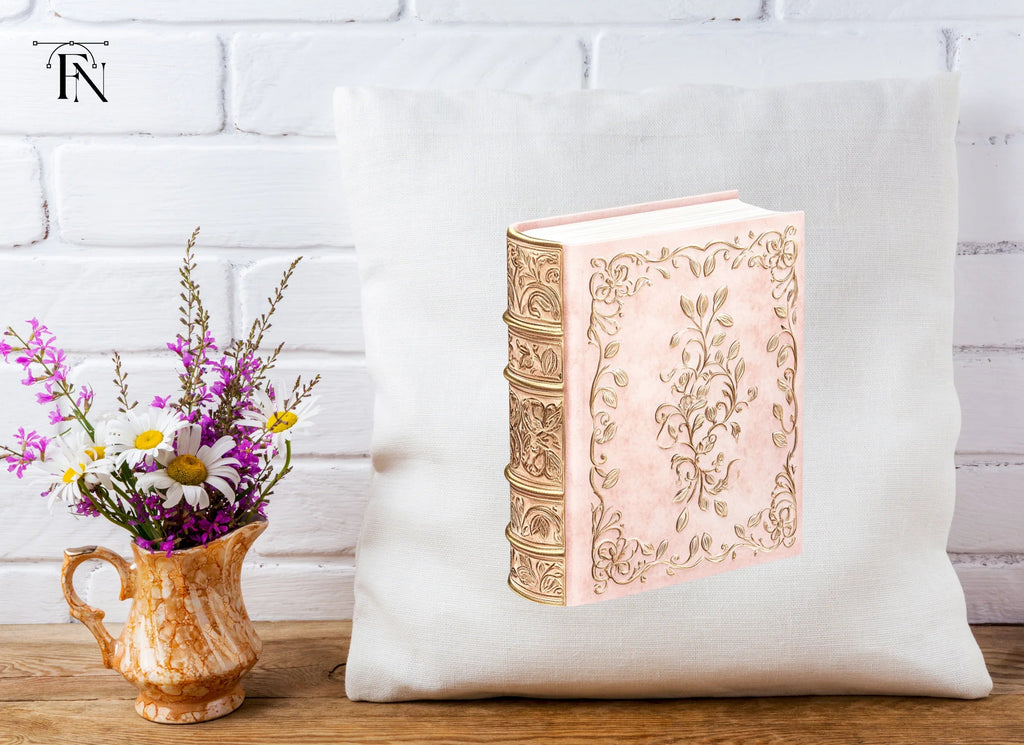 Ornate Pink and Gold Book Clipart Bundle