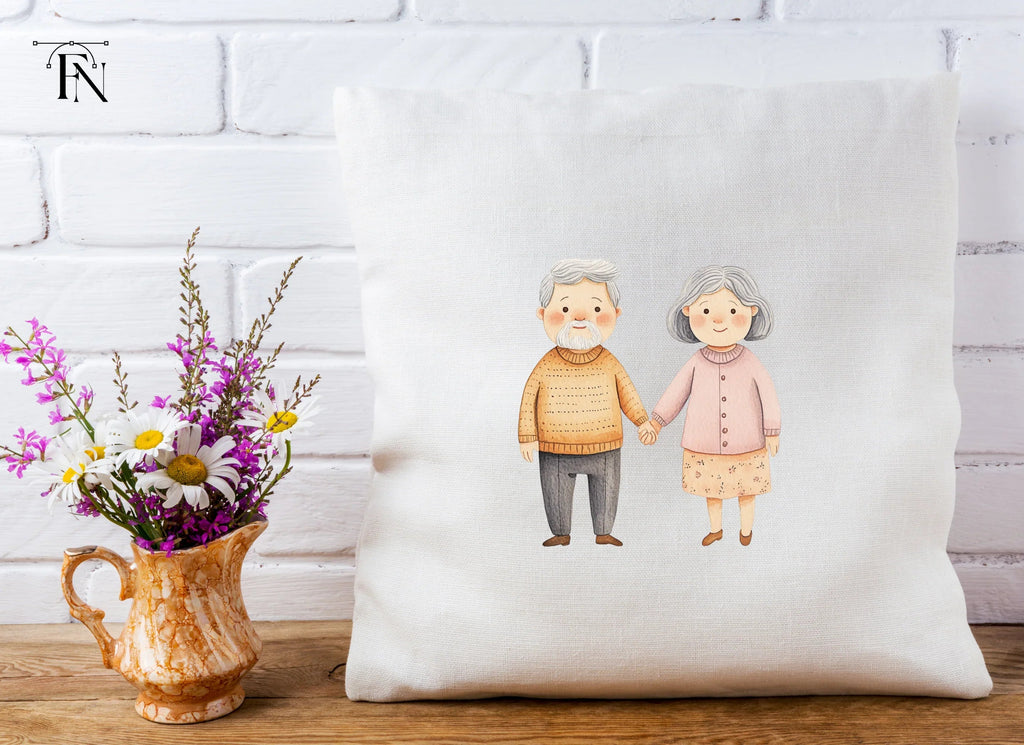 Cute Elderly Couple Holding Hands Clipart Bundle