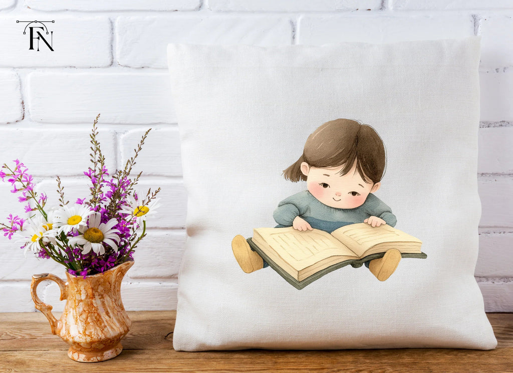 Cute Girl Reading Book Clipart Bundle