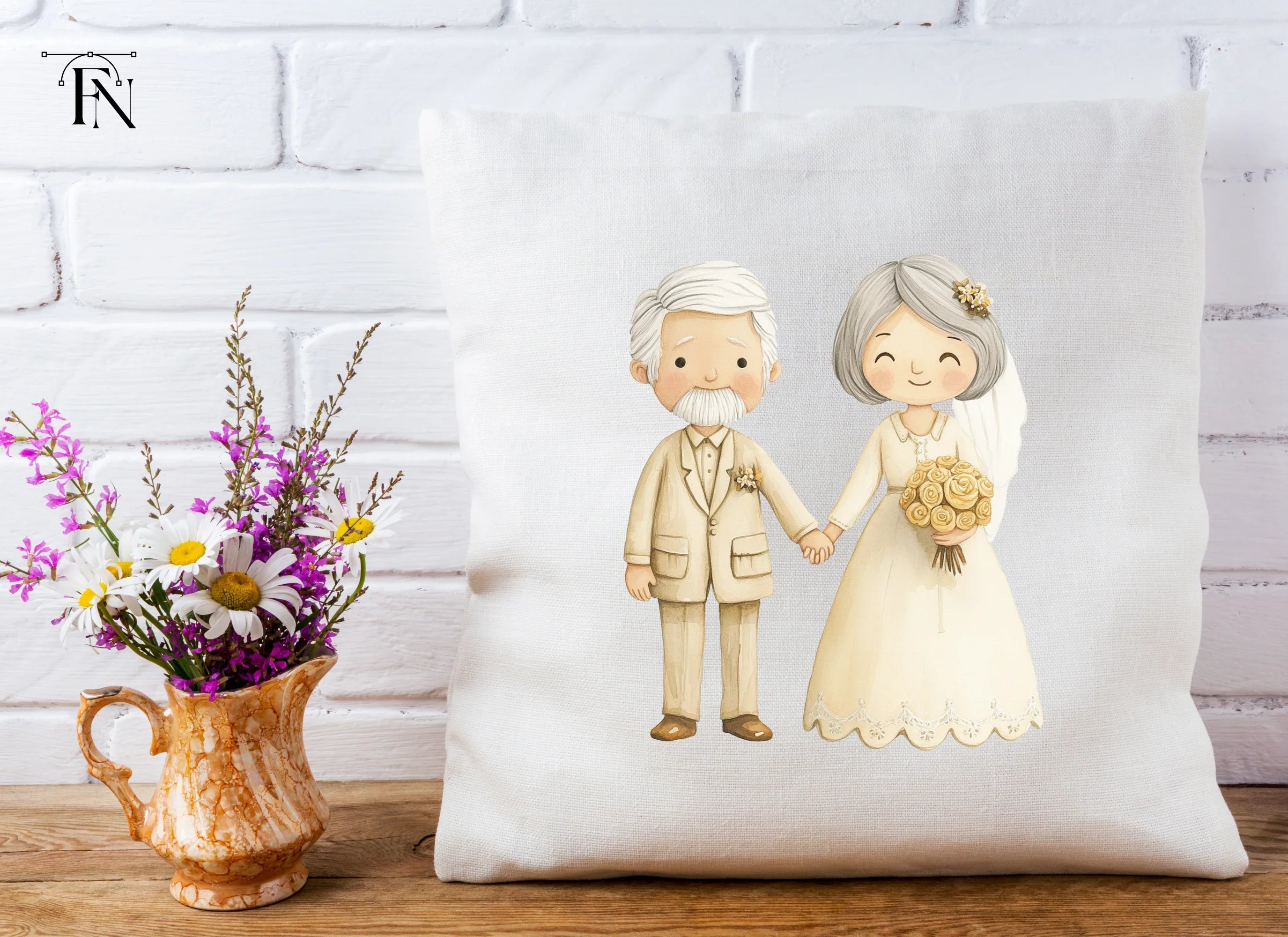 Senior Couple Wedding Day Clipart Bundle