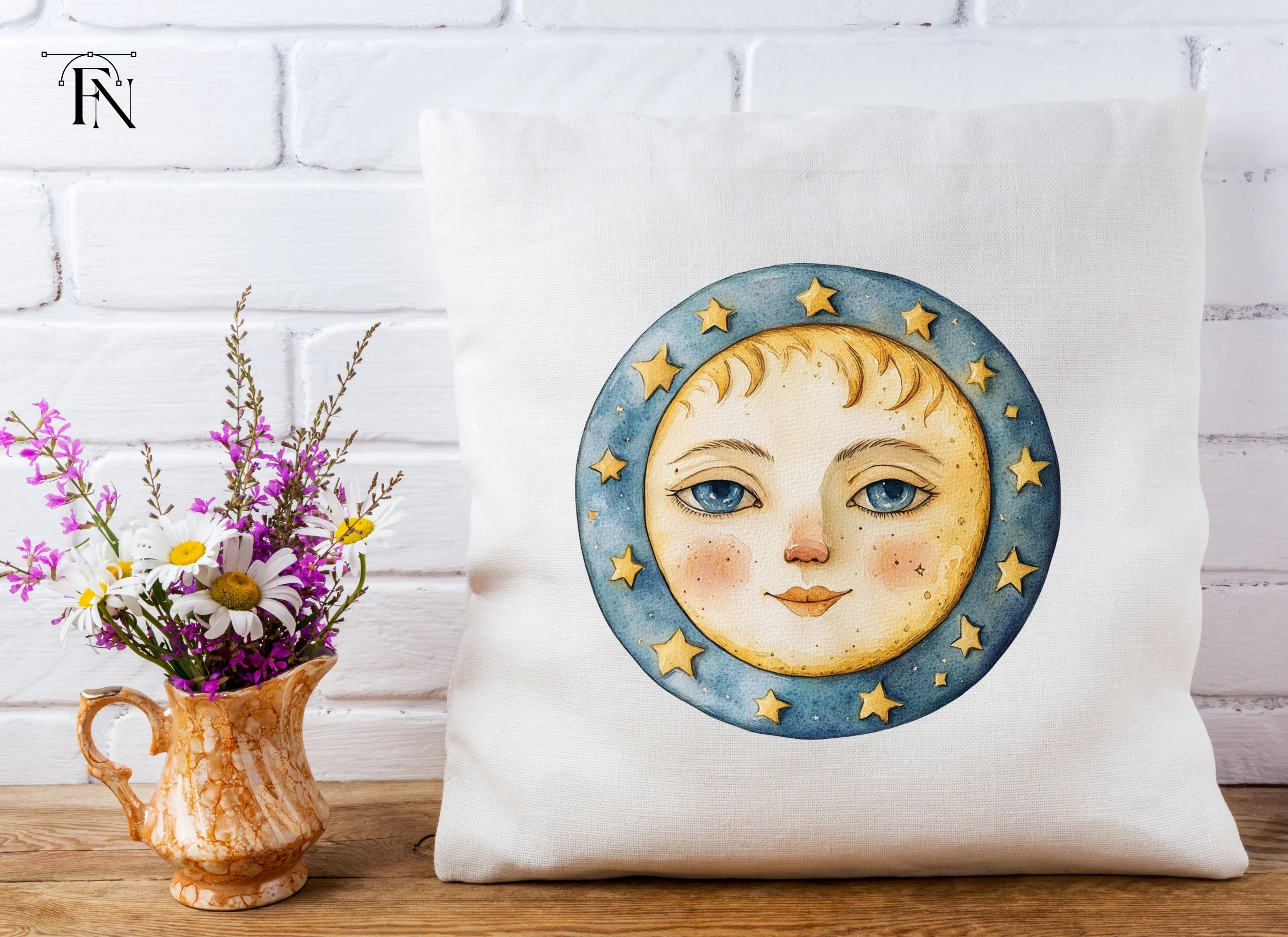 Celestial Moon and Sun Faces Clipart Bundle