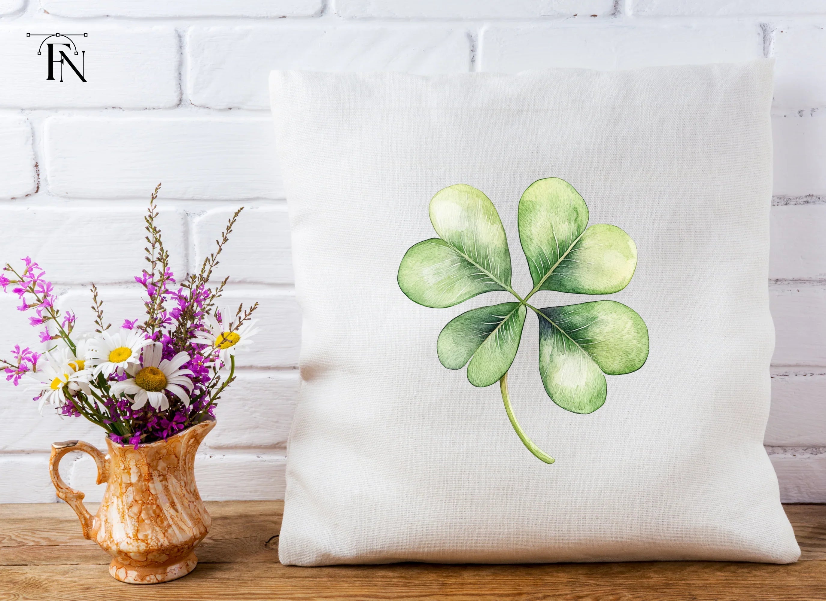 Hand Painted Clover Leaf Illustrations Clipart Bundle