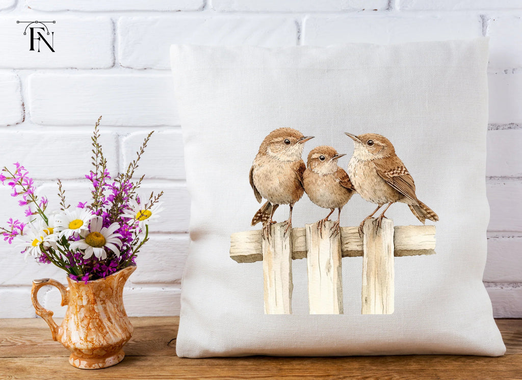 Wren Family on Wooden Fence Clipart Bundle