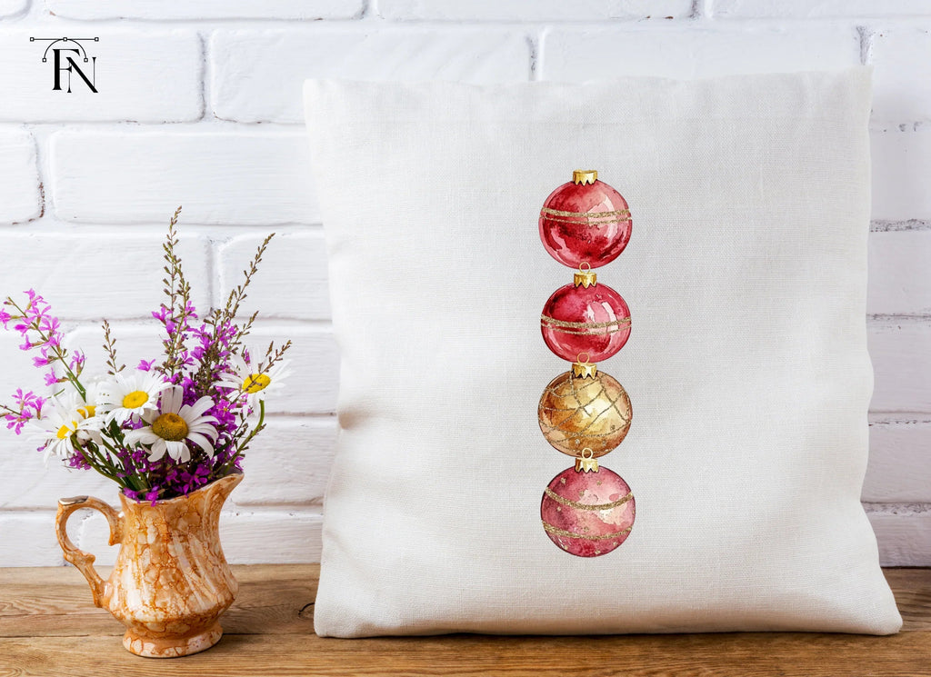 Red and Gold Christmas Ornaments Clipart Bundle