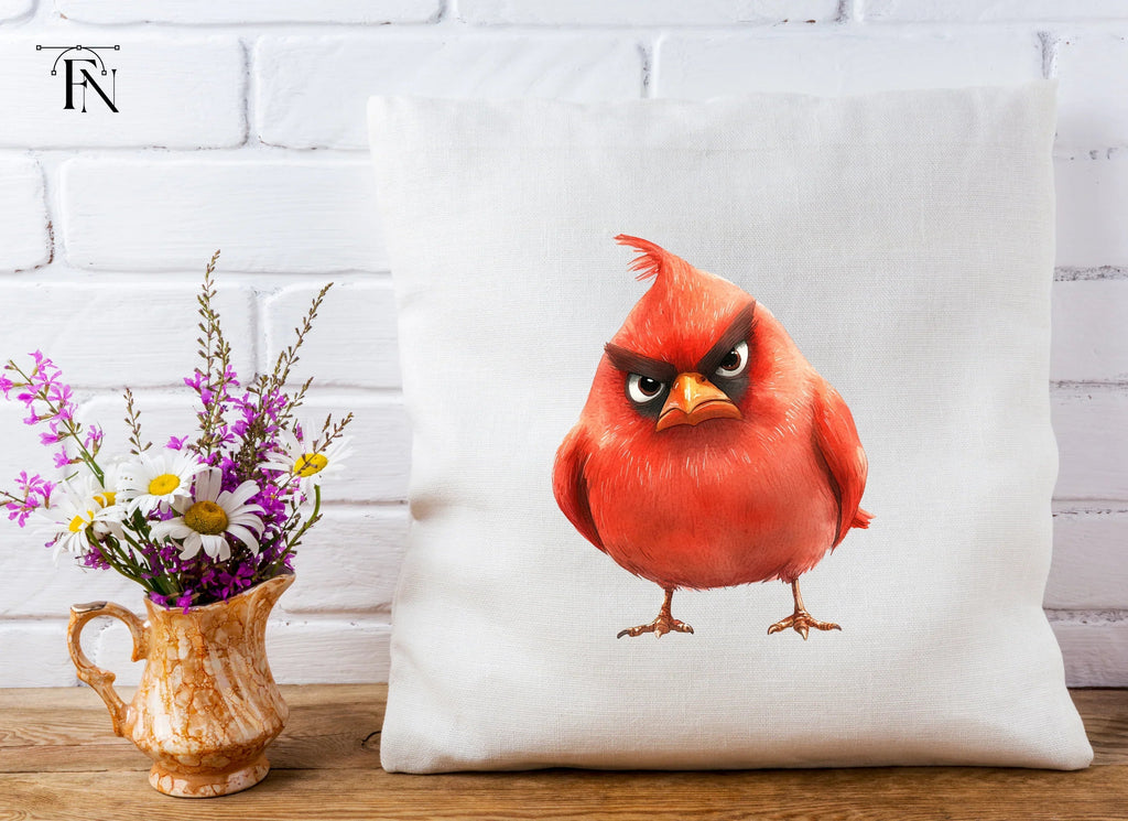 Angry Red Cardinal Bird Clipart Bundle