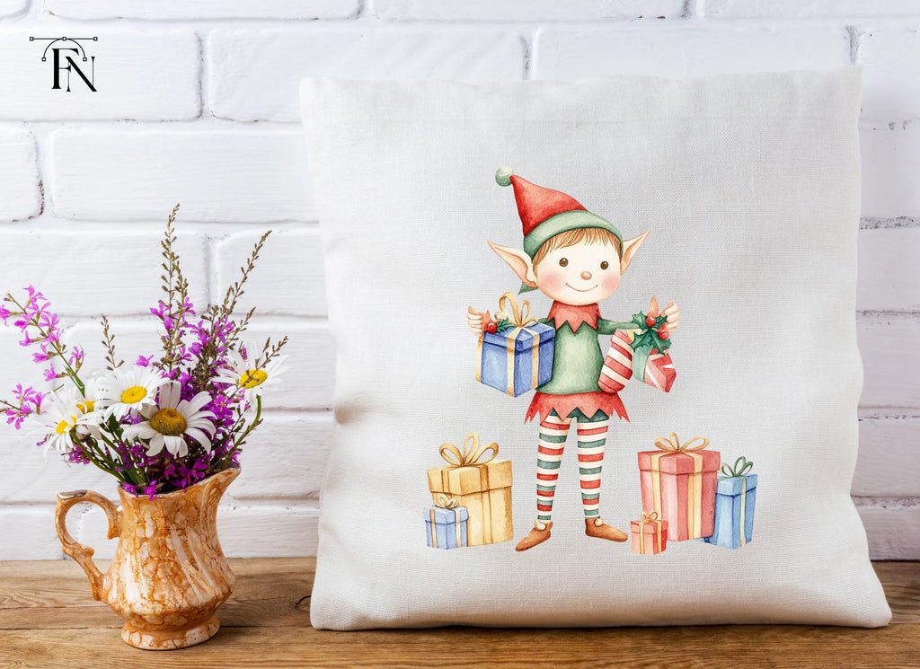Festive Elves with Presents Clipart Bundle
