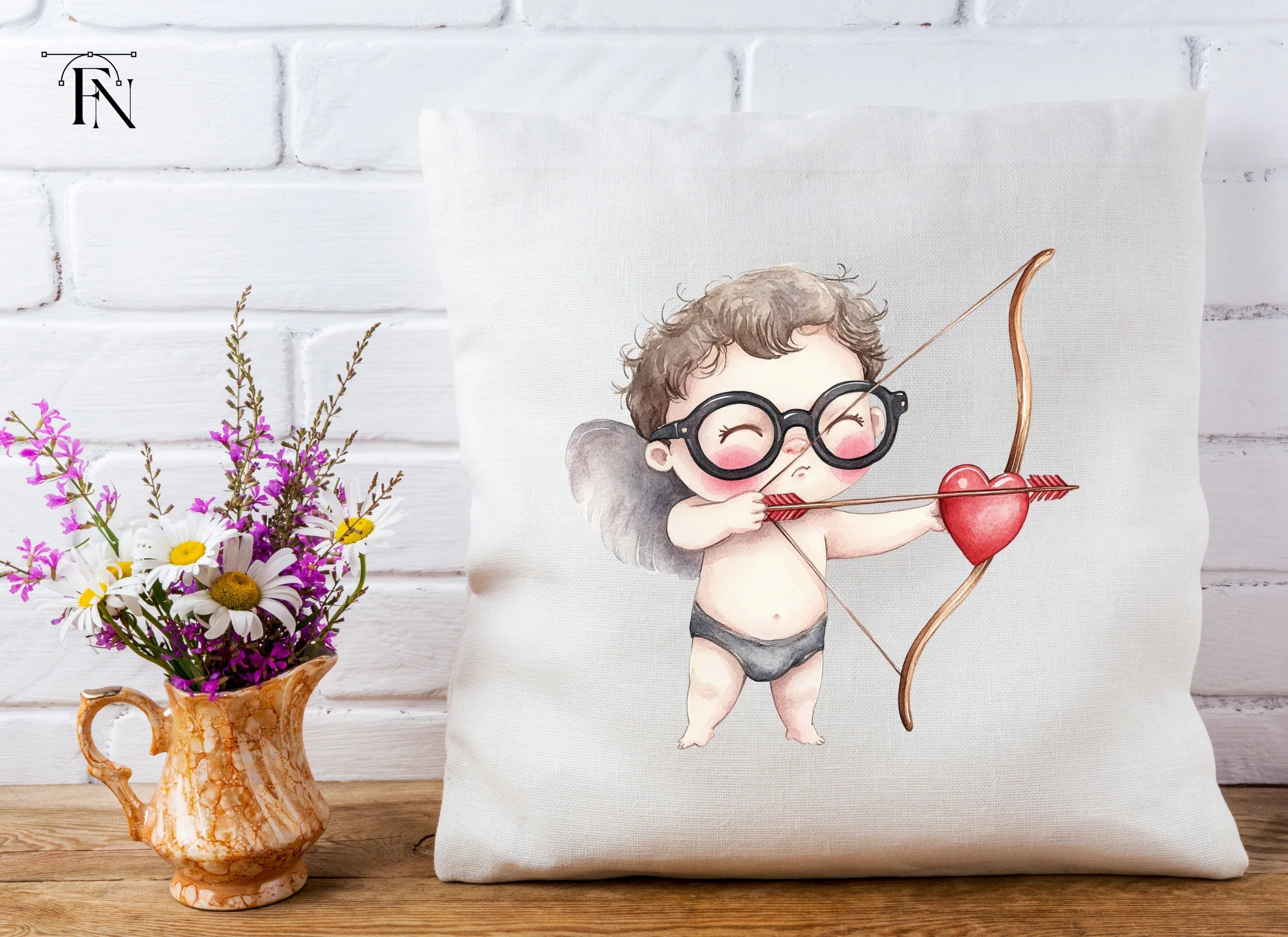 Cute Cupid with Glasses Clipart Bundle