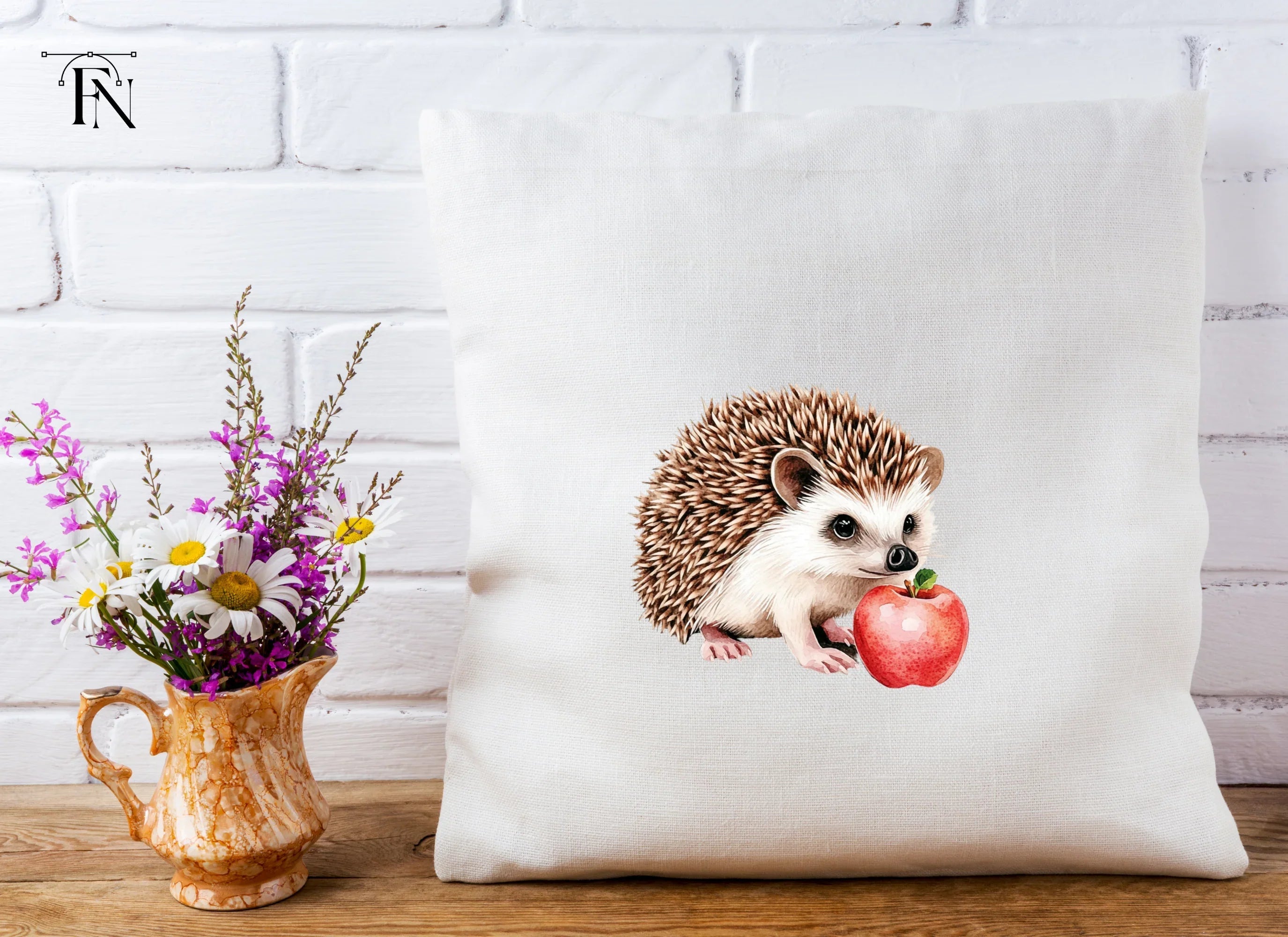 Cute Hedgehog with Apple Clipart Bundle