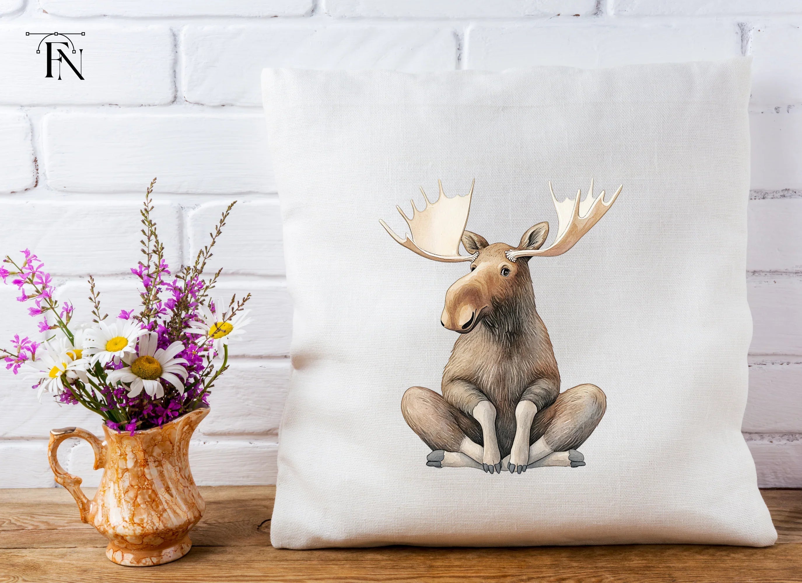 Cute Moose Sitting Clipart Bundle