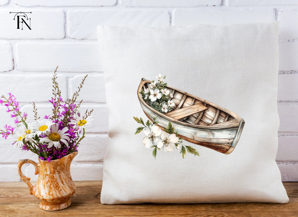 Boat with White Flowers Clipart Bundle