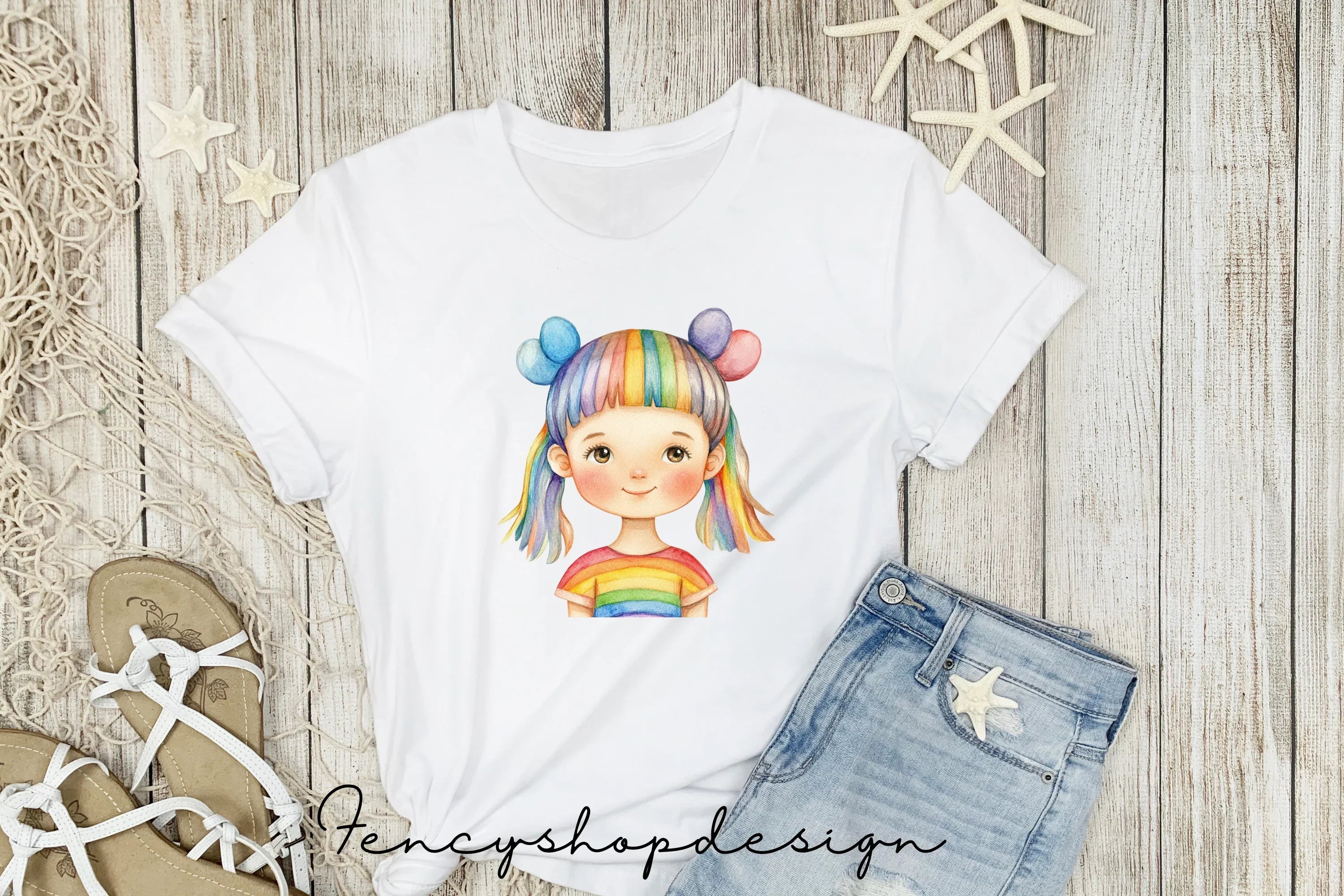 Adorable Rainbow Girls Clipart Bundle