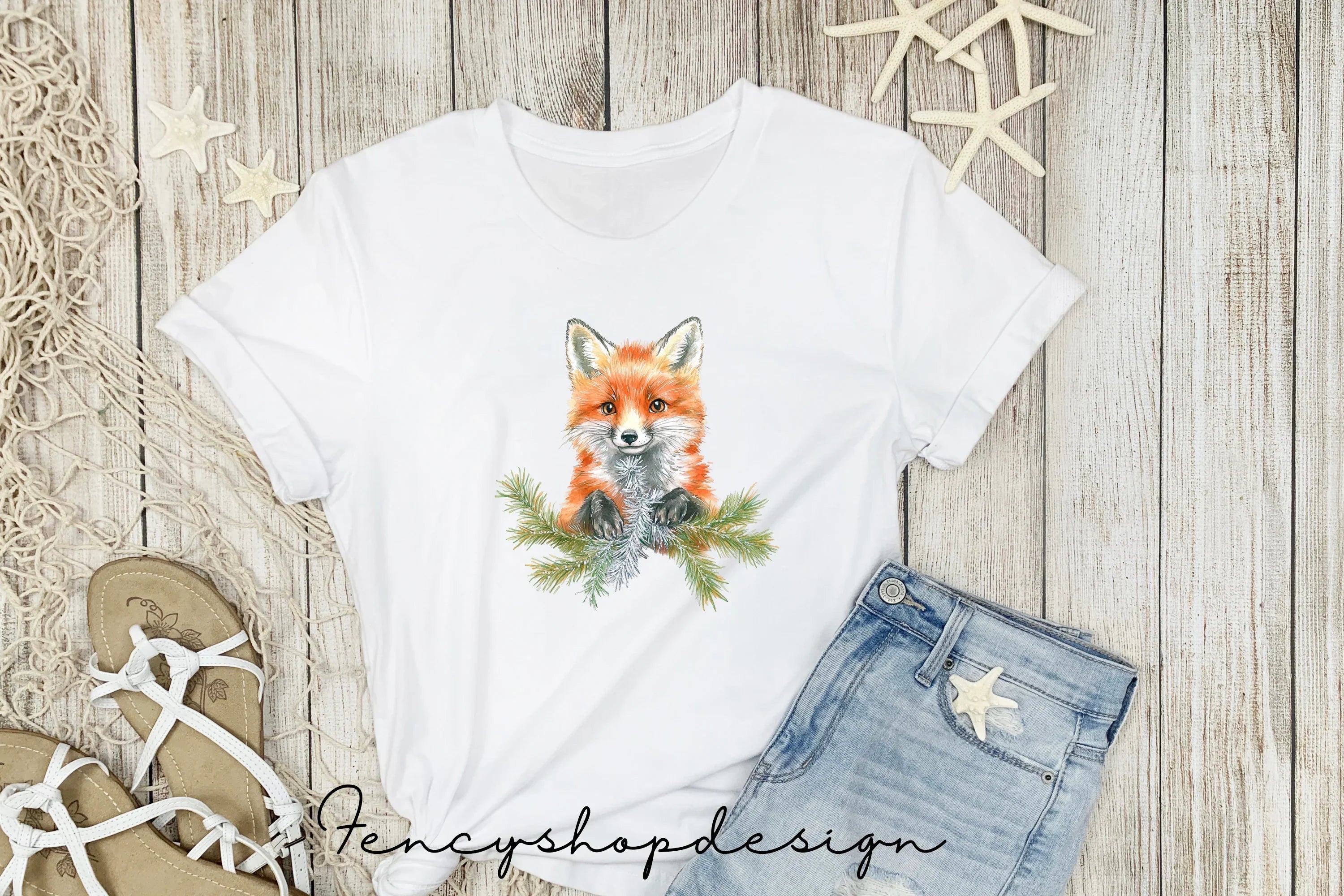 Fox and Forest Elements Clipart Bundle