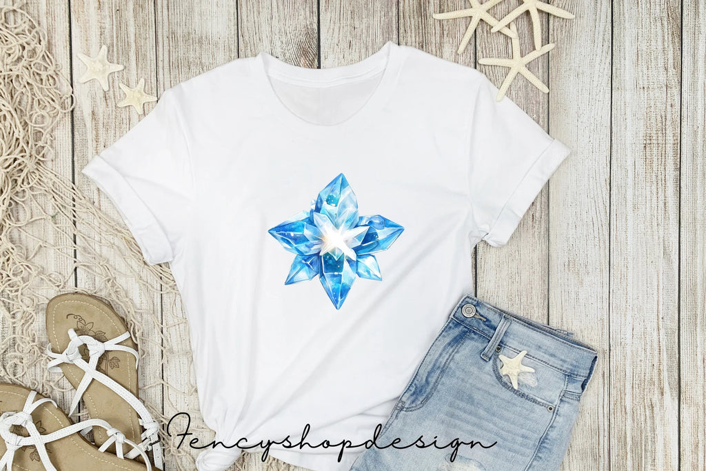 Sparkling Blue Crystal Star Clipart Bundle