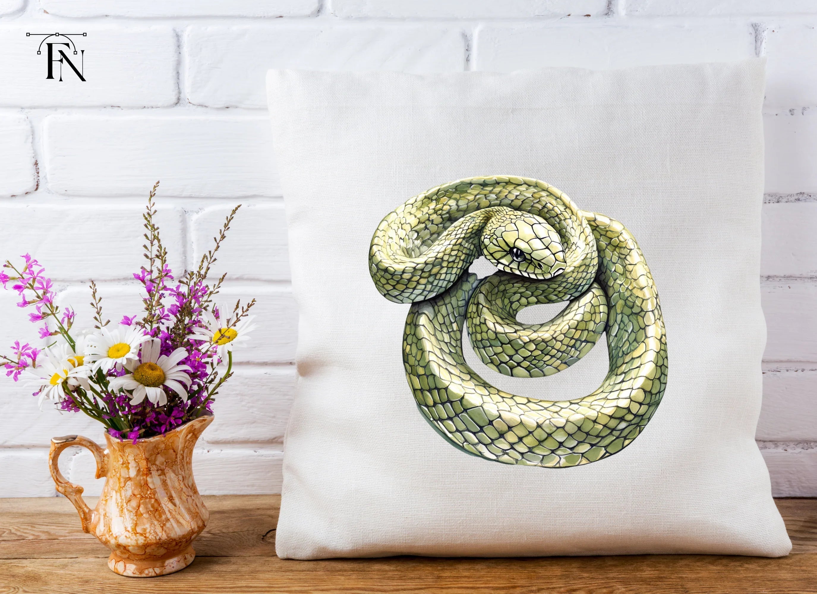 Realistic Green Snake Illustrations Clipart Bundle