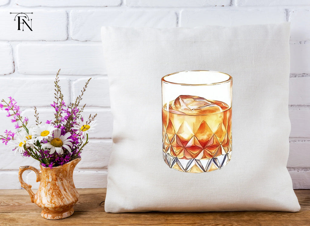 Whiskey Glasses with Ice Clipart Bundle