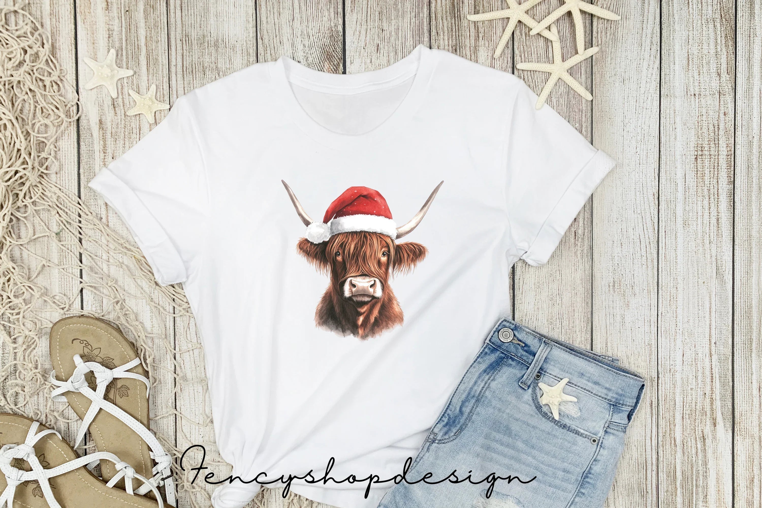 Cute Highland Cow Christmas Clipart Bundle
