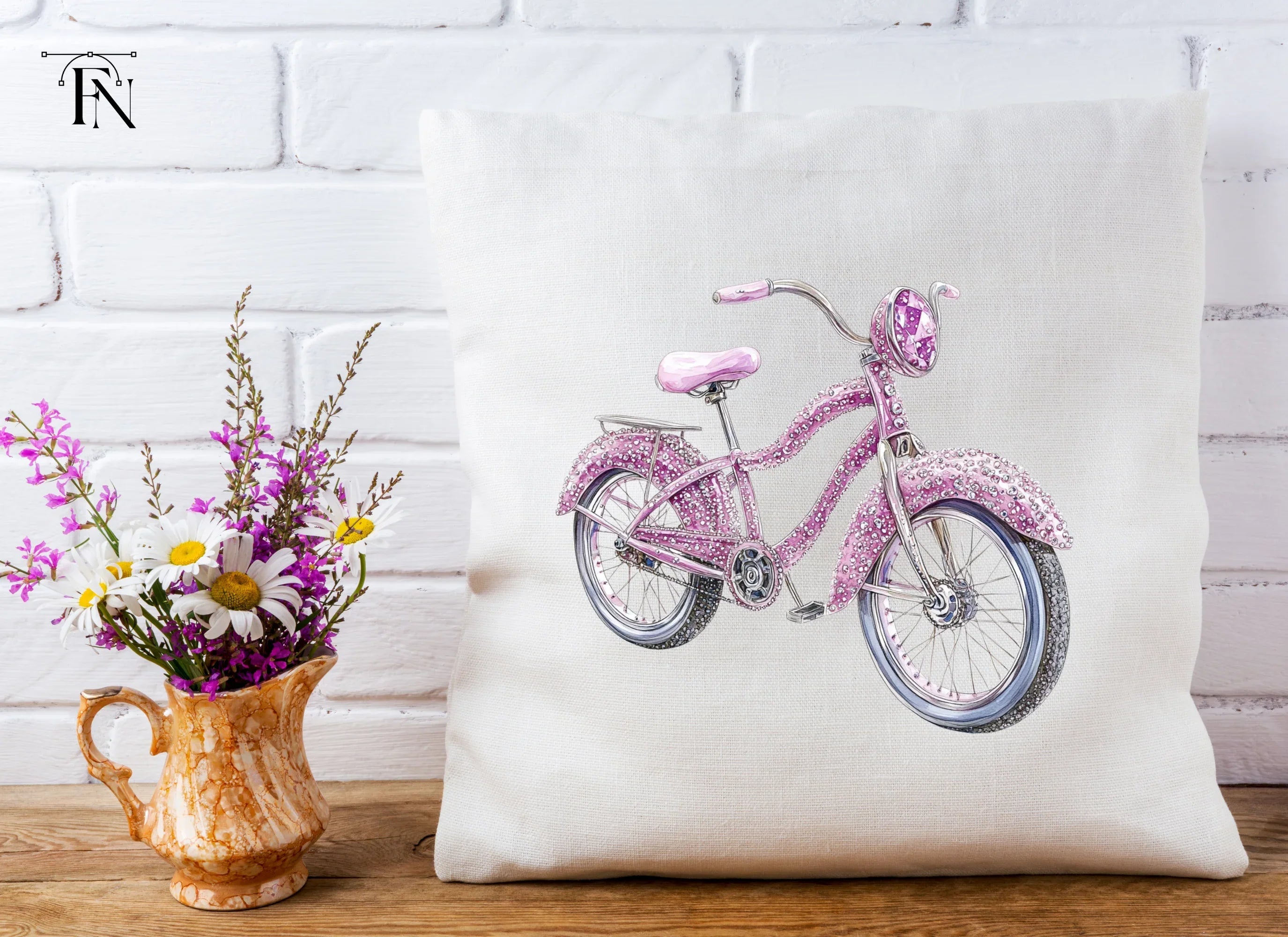 Sparkling Pink Bicycle Clipart Bundle
